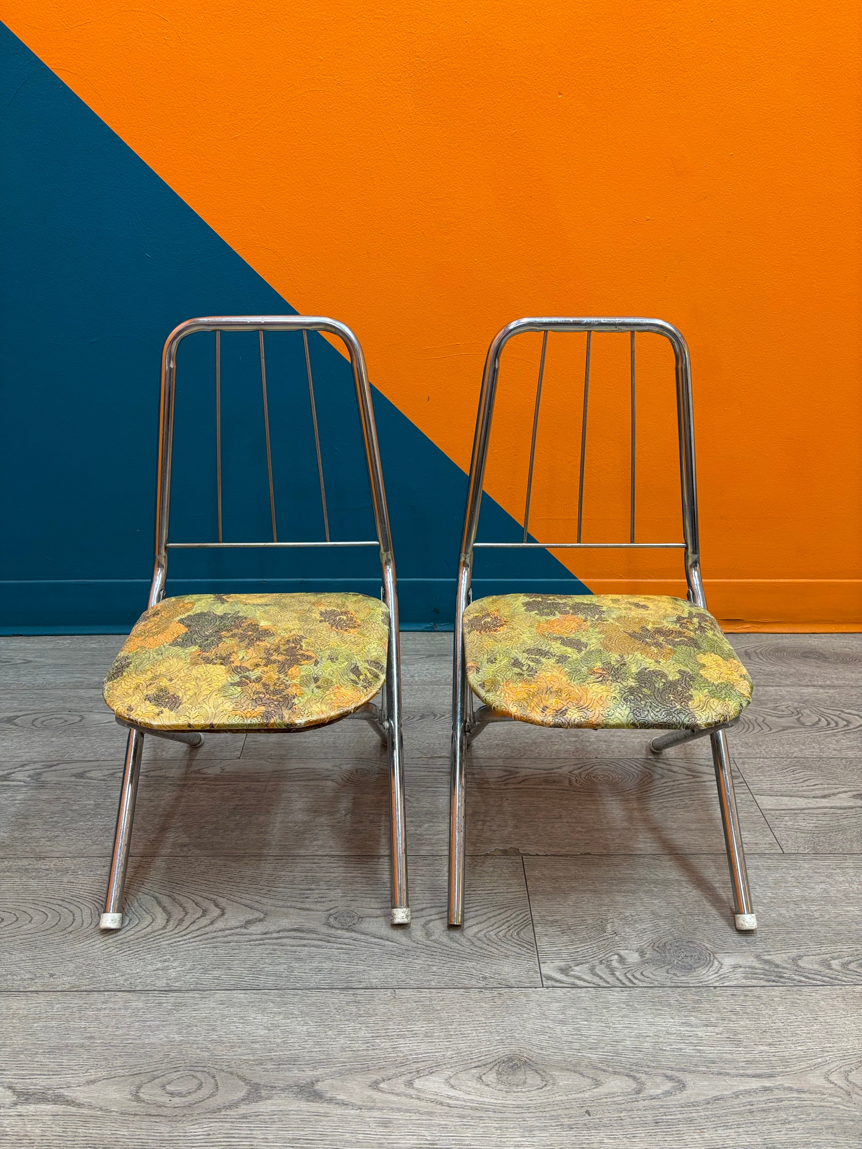 (2) Small Fold Up Metal Chairs