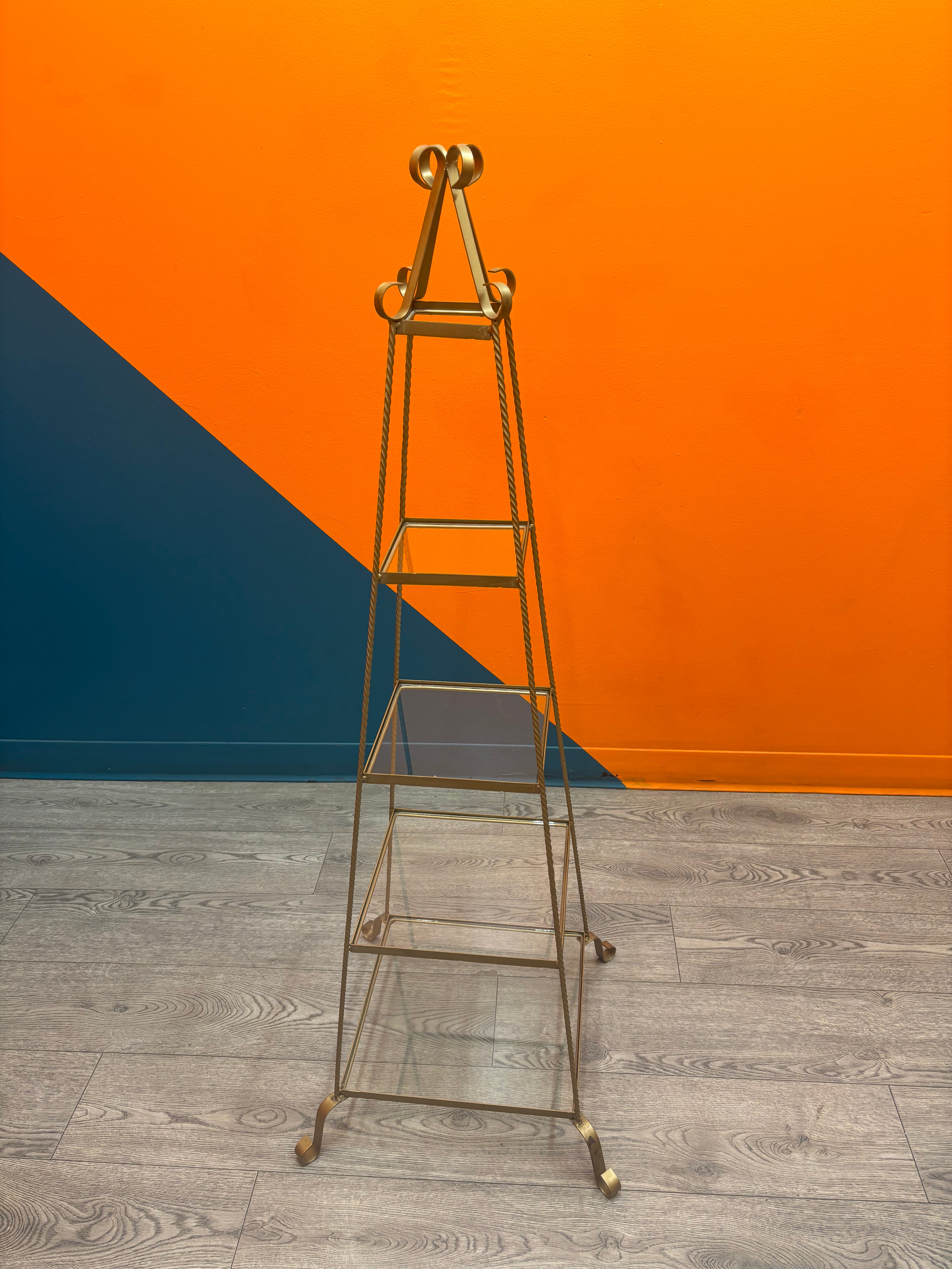 4-Tier Pyramid Metal and Glass Shelf