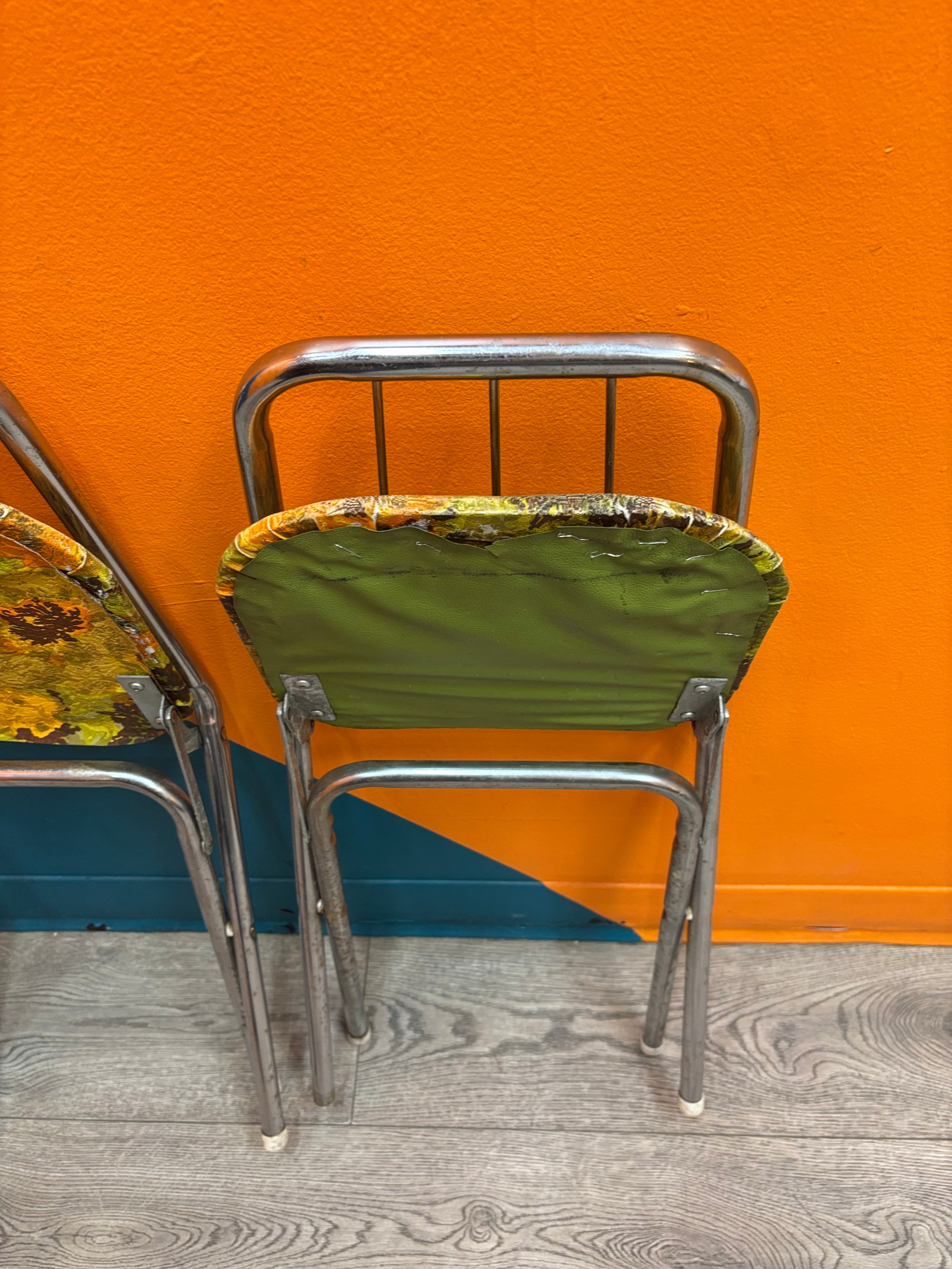 (2) Small Fold Up Metal Chairs