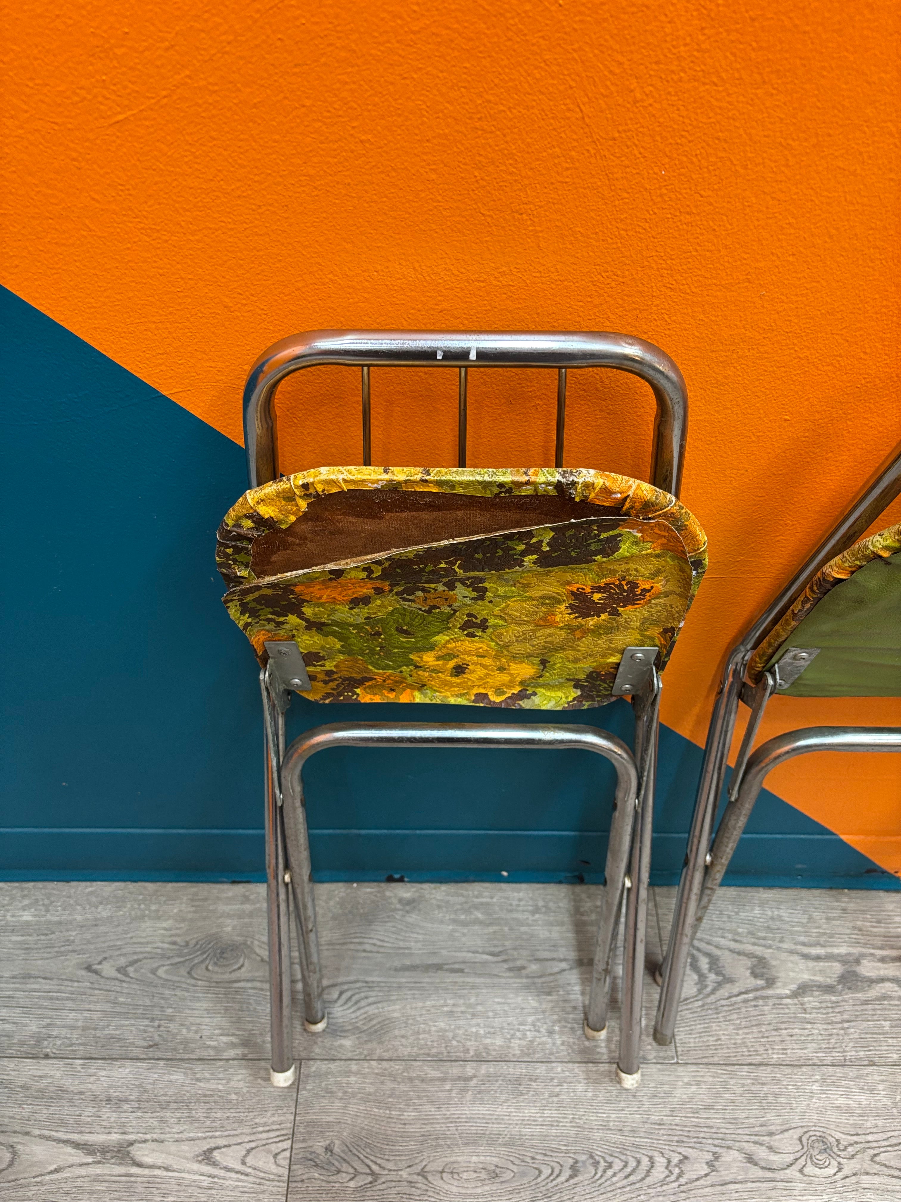 (2) Small Fold Up Metal Chairs