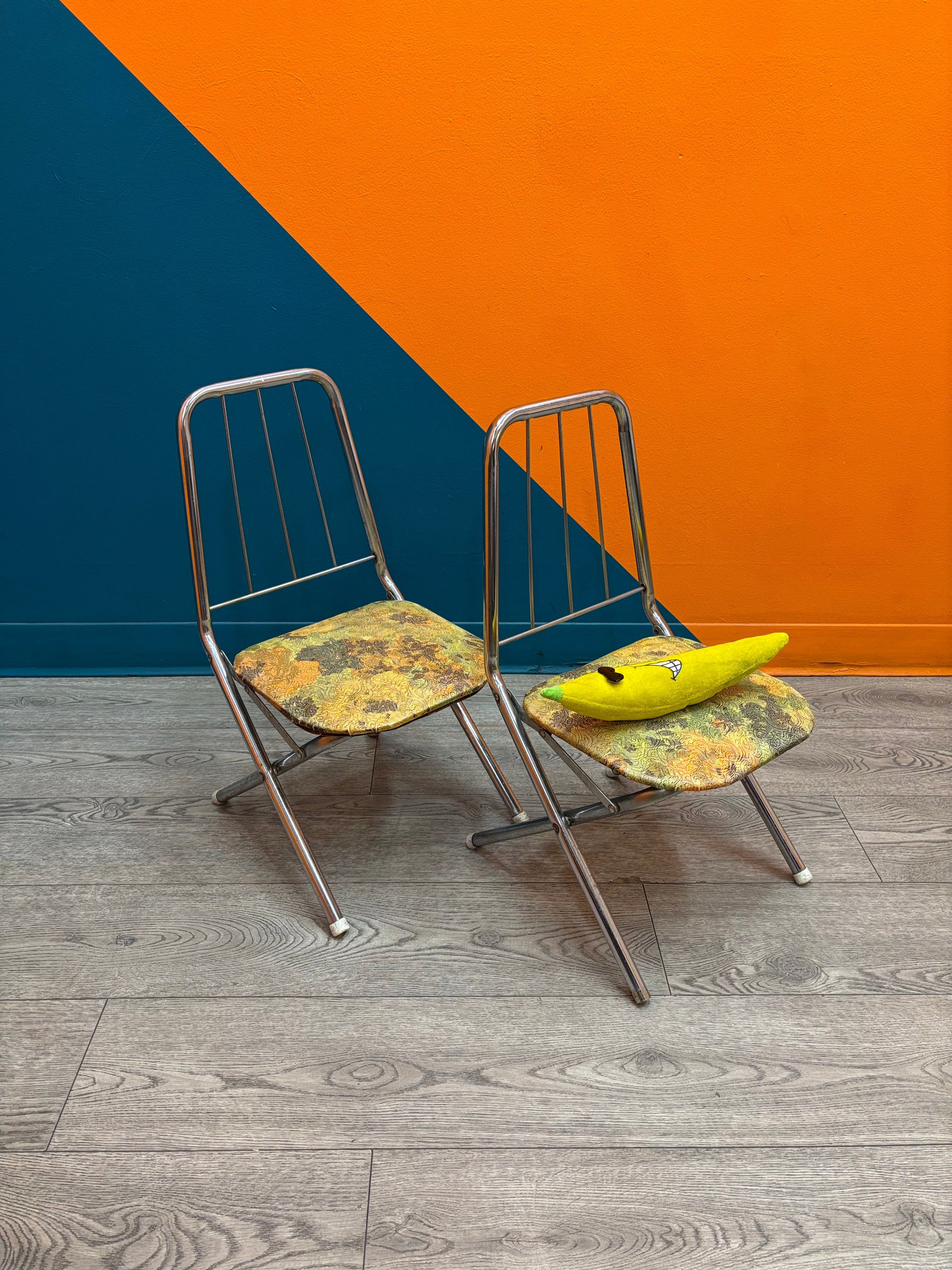 (2) Small Fold Up Metal Chairs