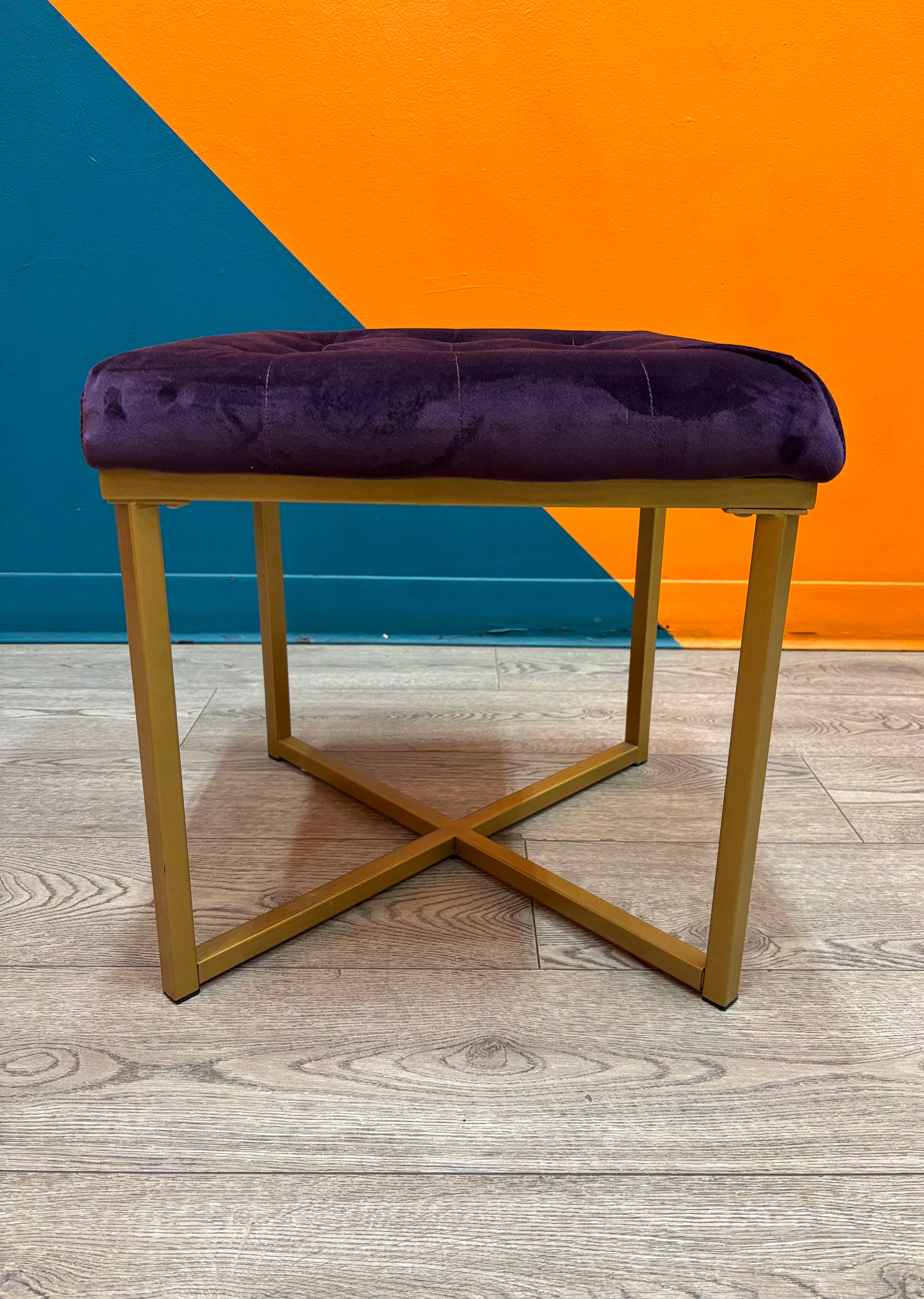 Purple Velvet Stool