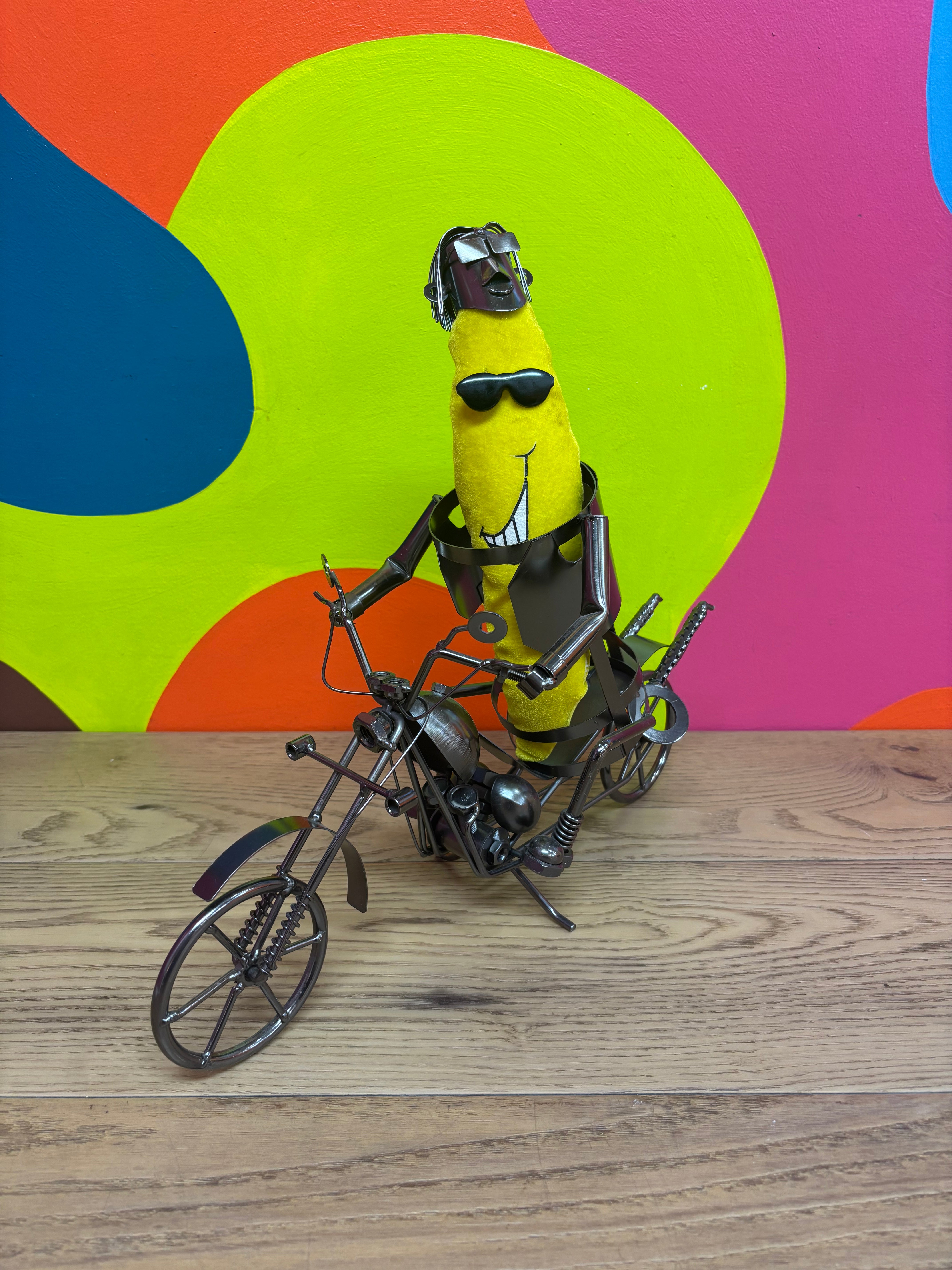 Motorcycle Wine Bottle Holder Metal Sculpture