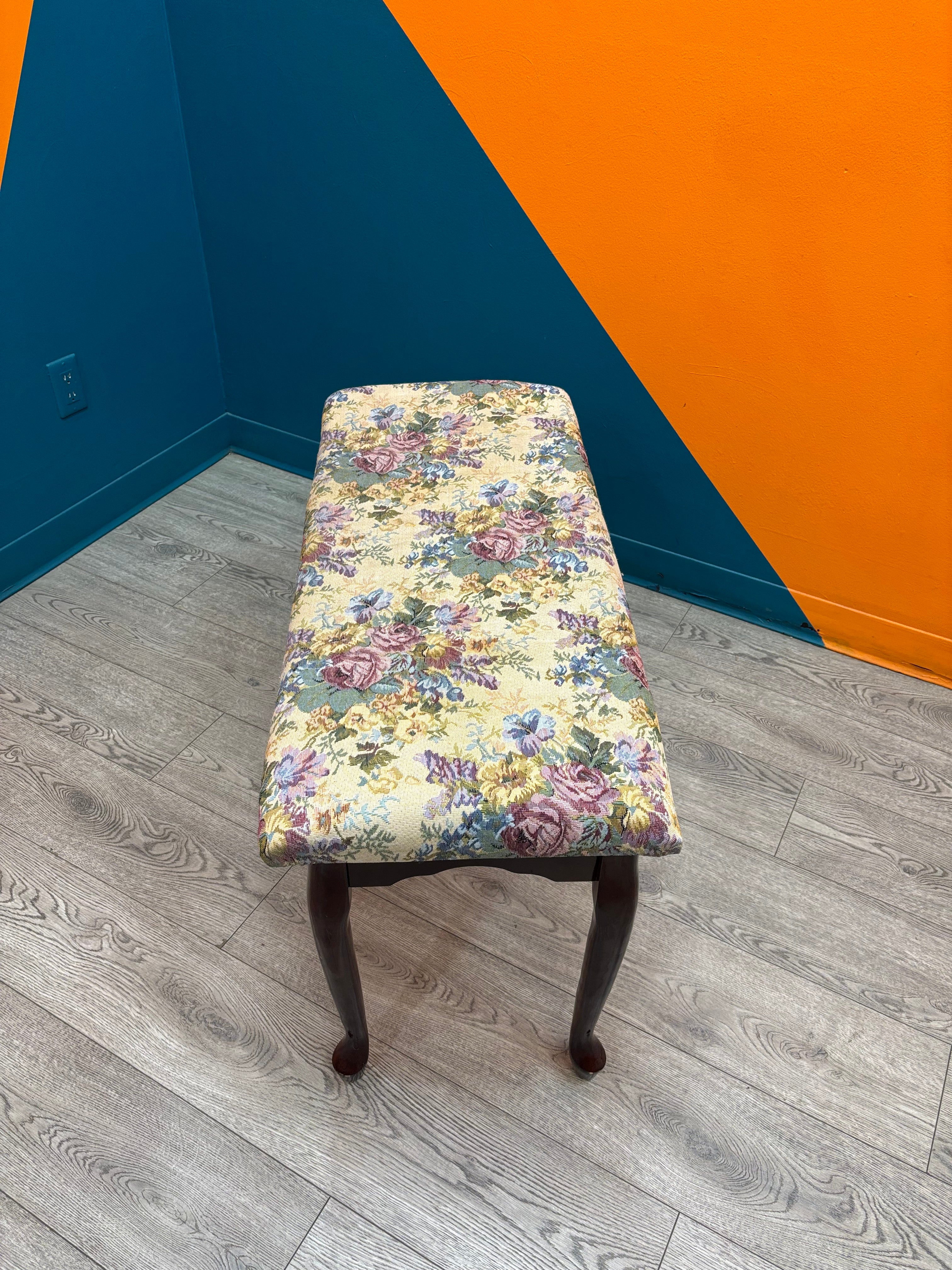 Wood Floral Bench