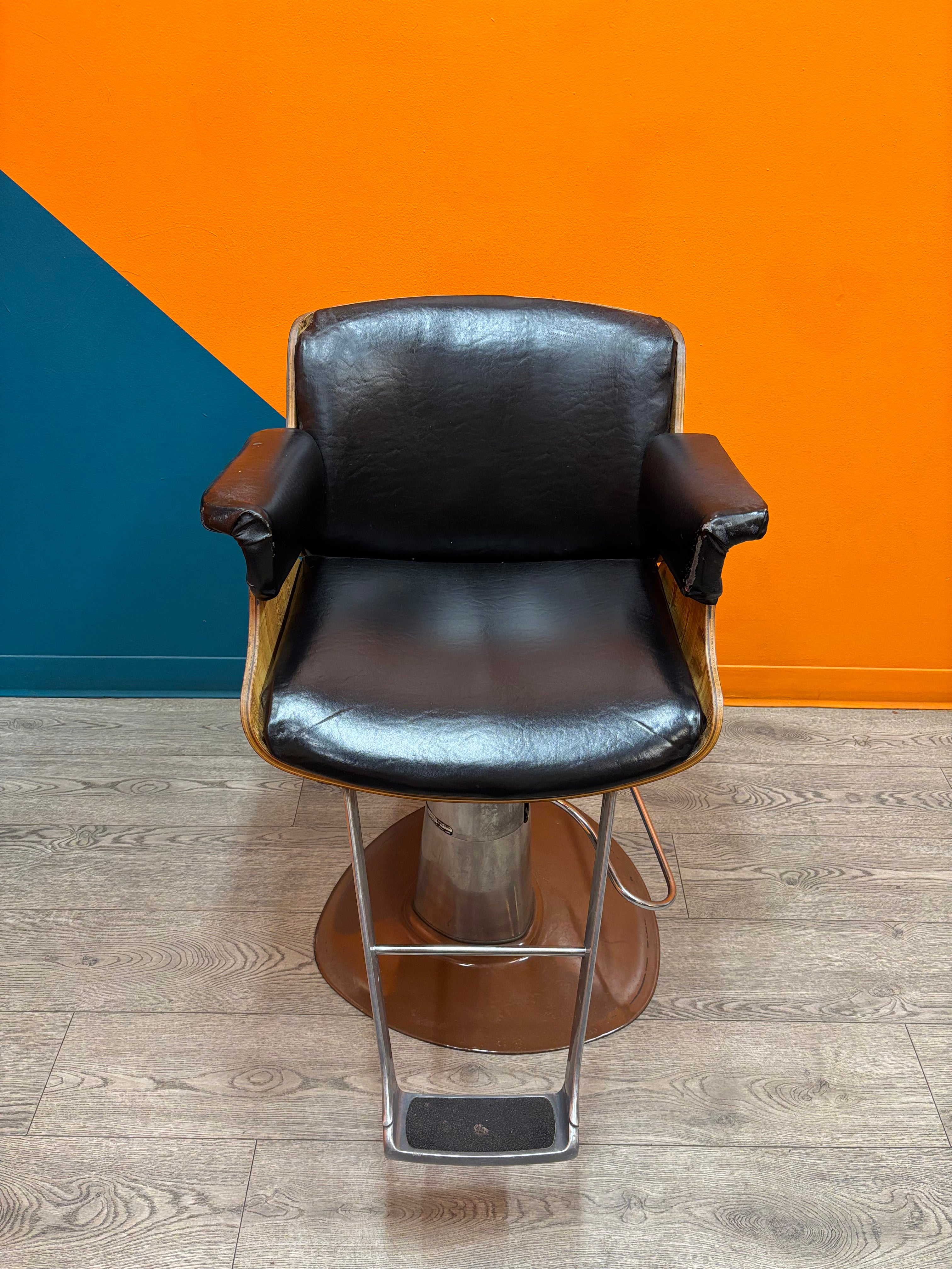 Wood & Pleather Barber Chair