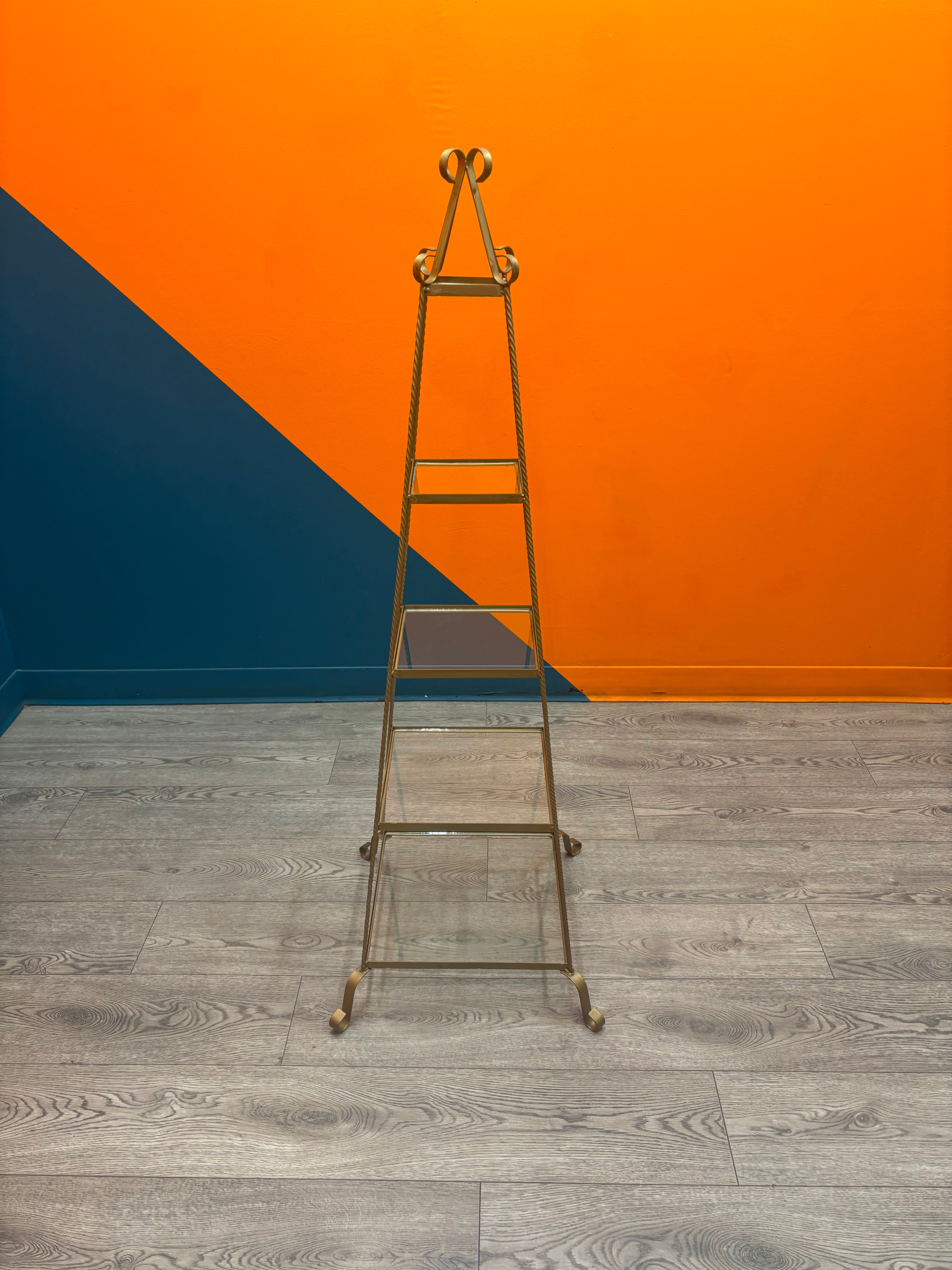 4-Tier Pyramid Metal and Glass Shelf