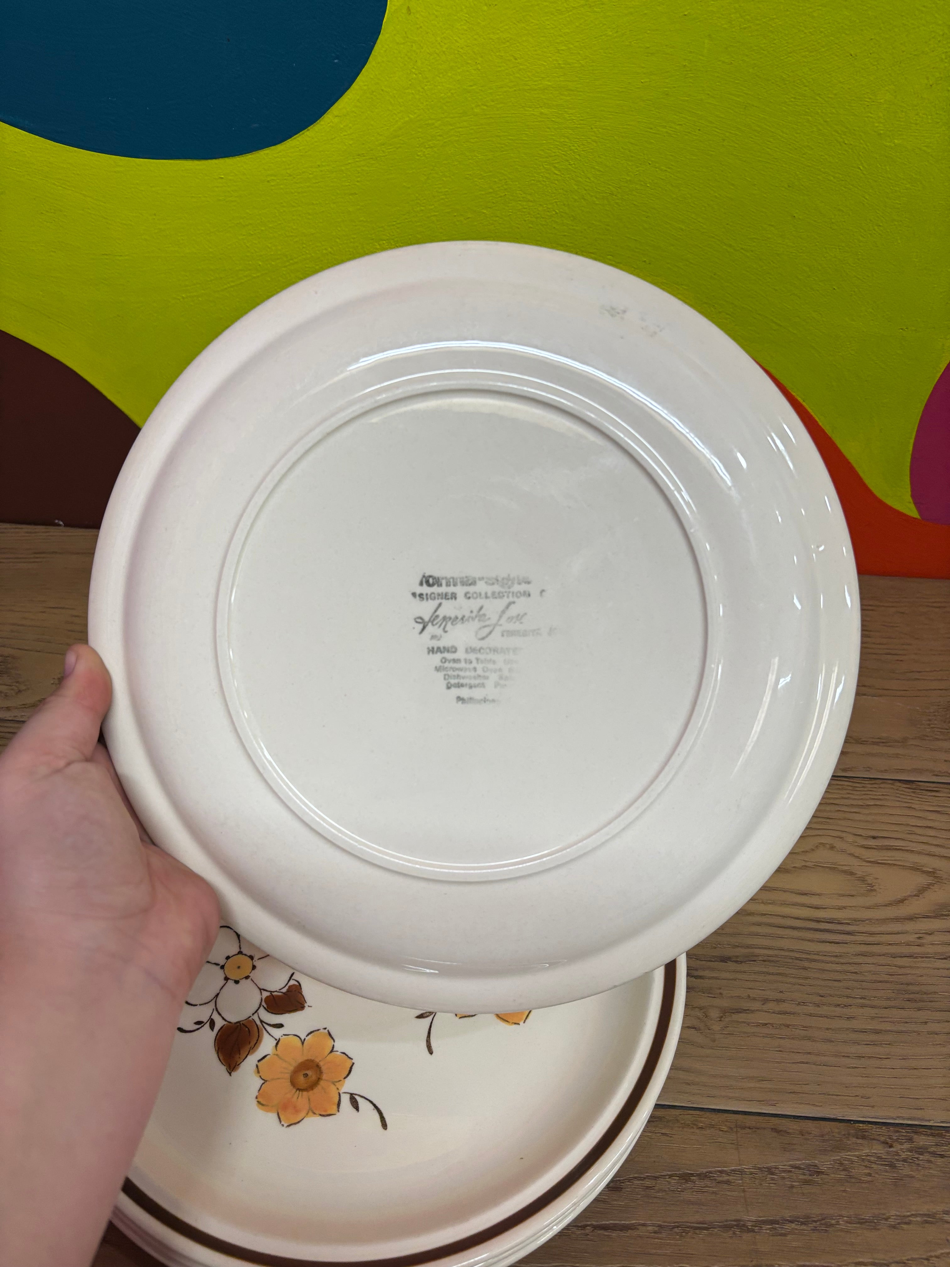 (4) Floral Plates