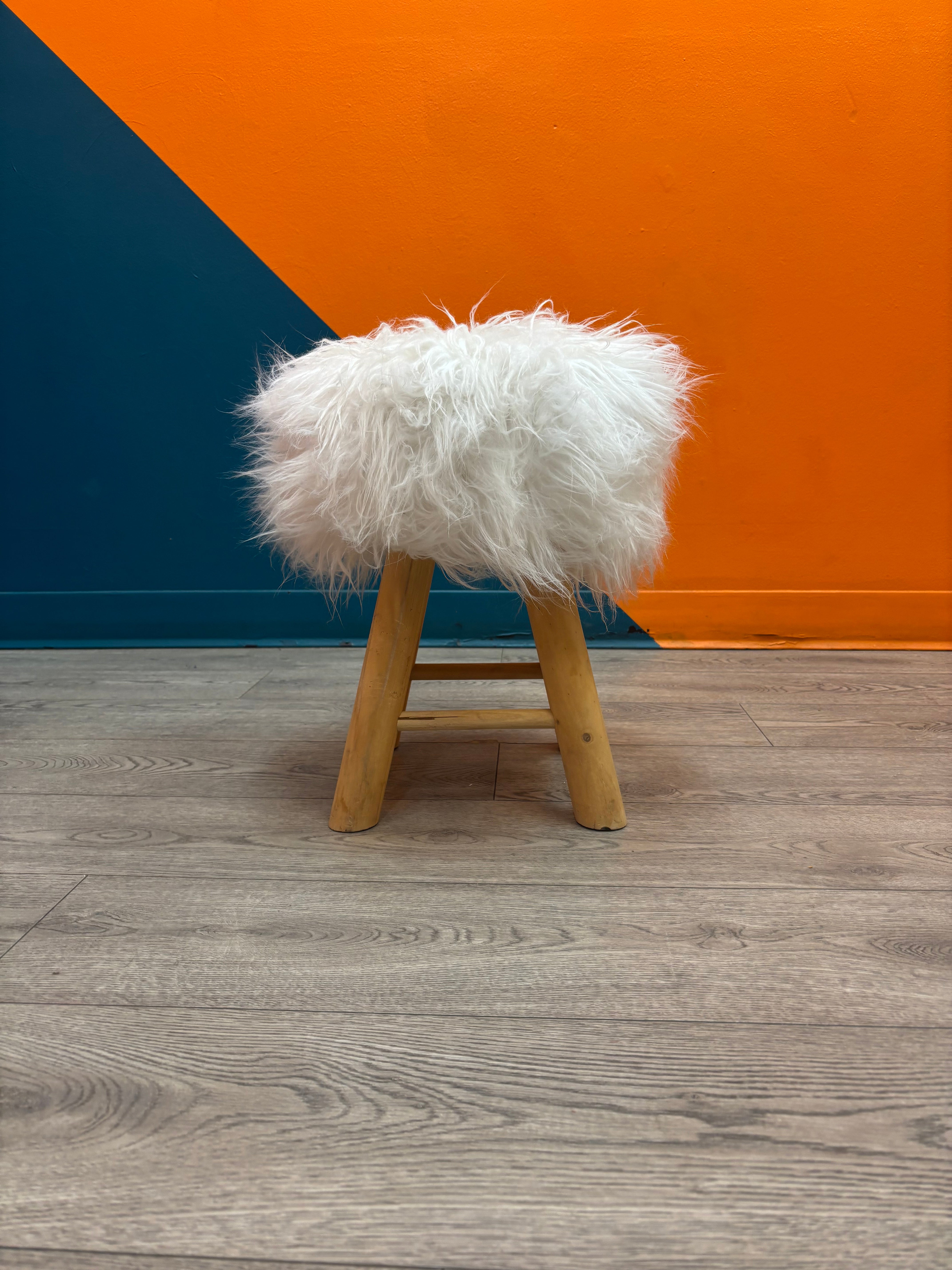 Fluffy Wood Stool