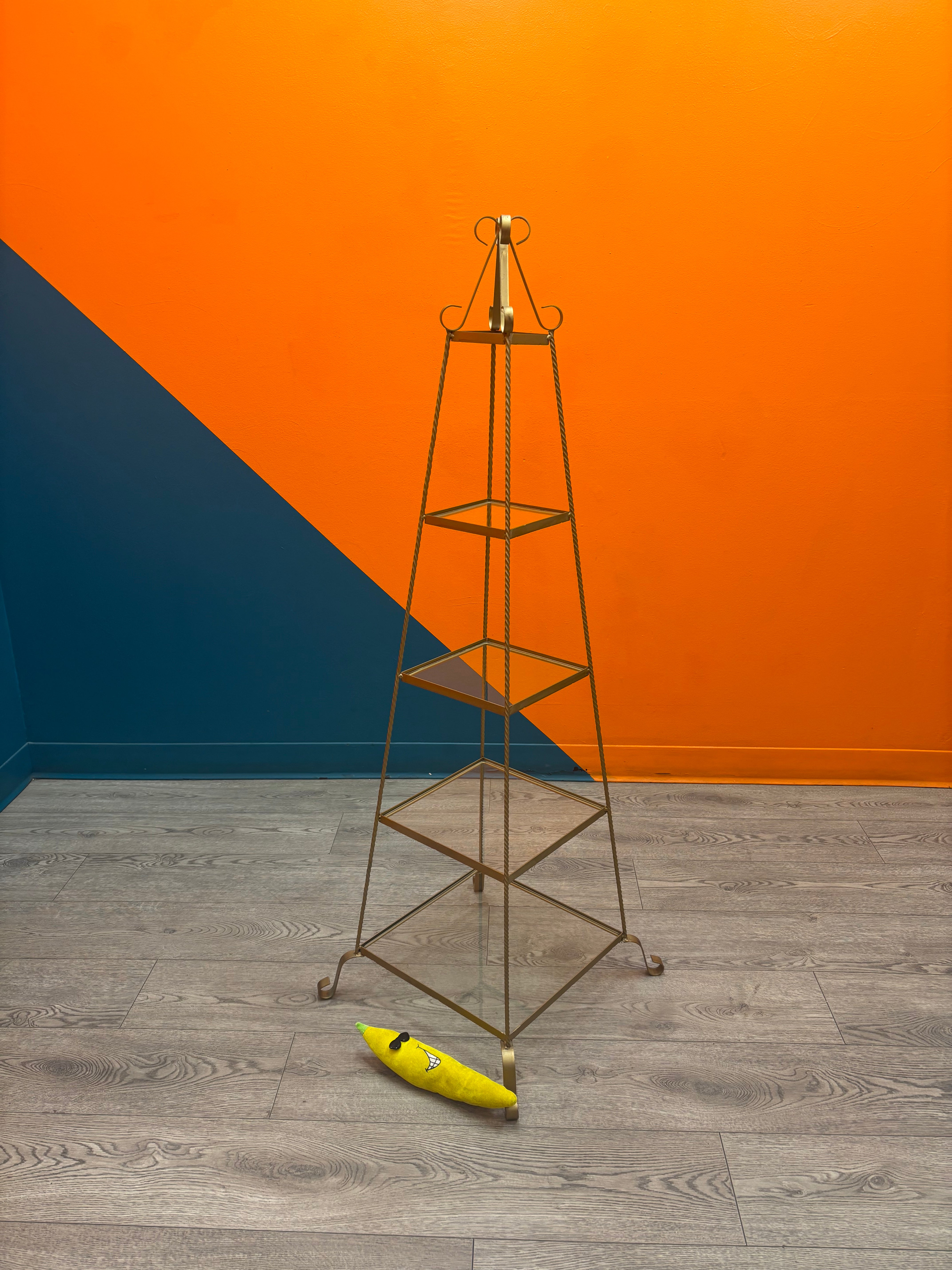 4-Tier Pyramid Metal and Glass Shelf