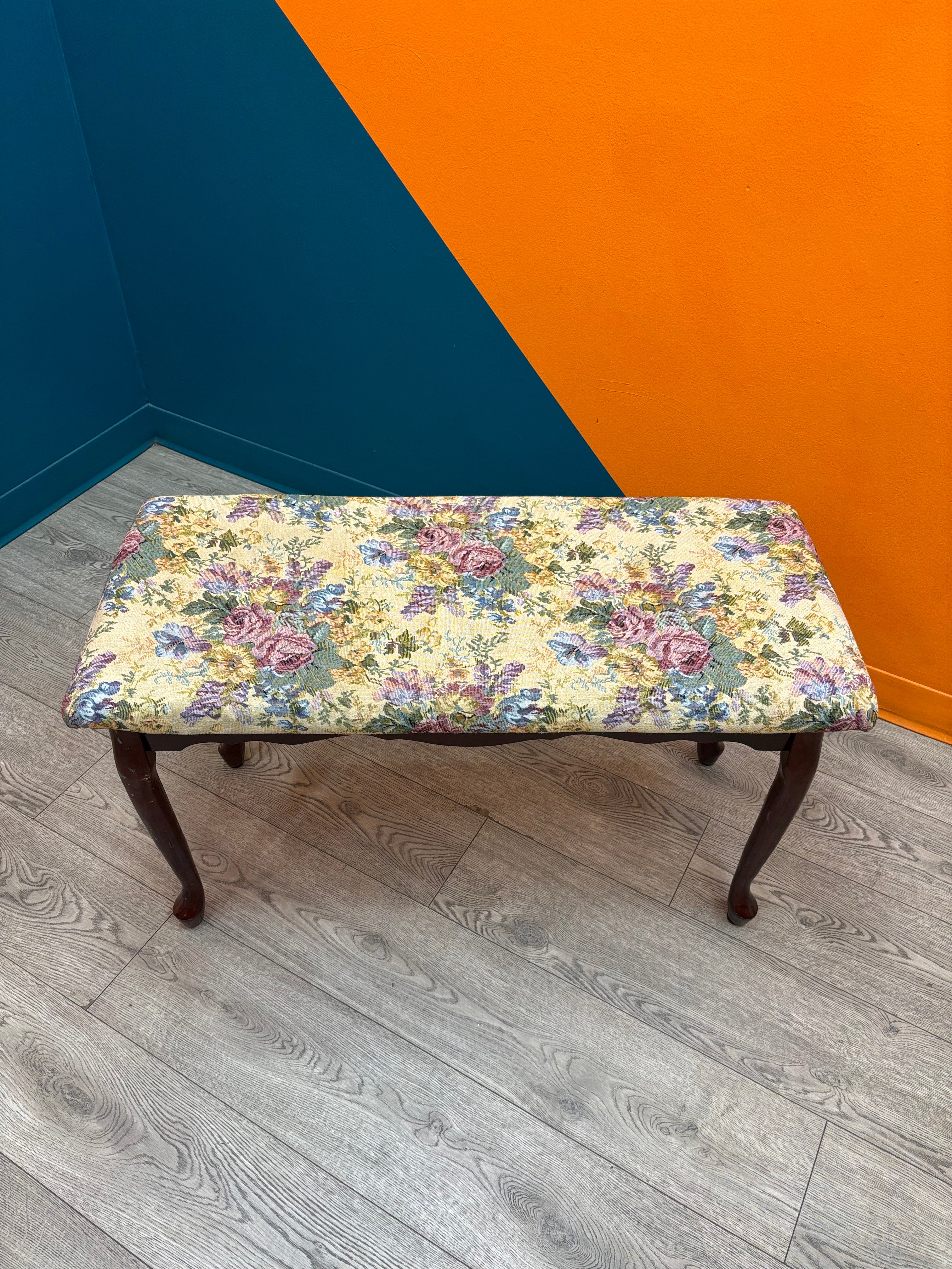 Wood Floral Bench