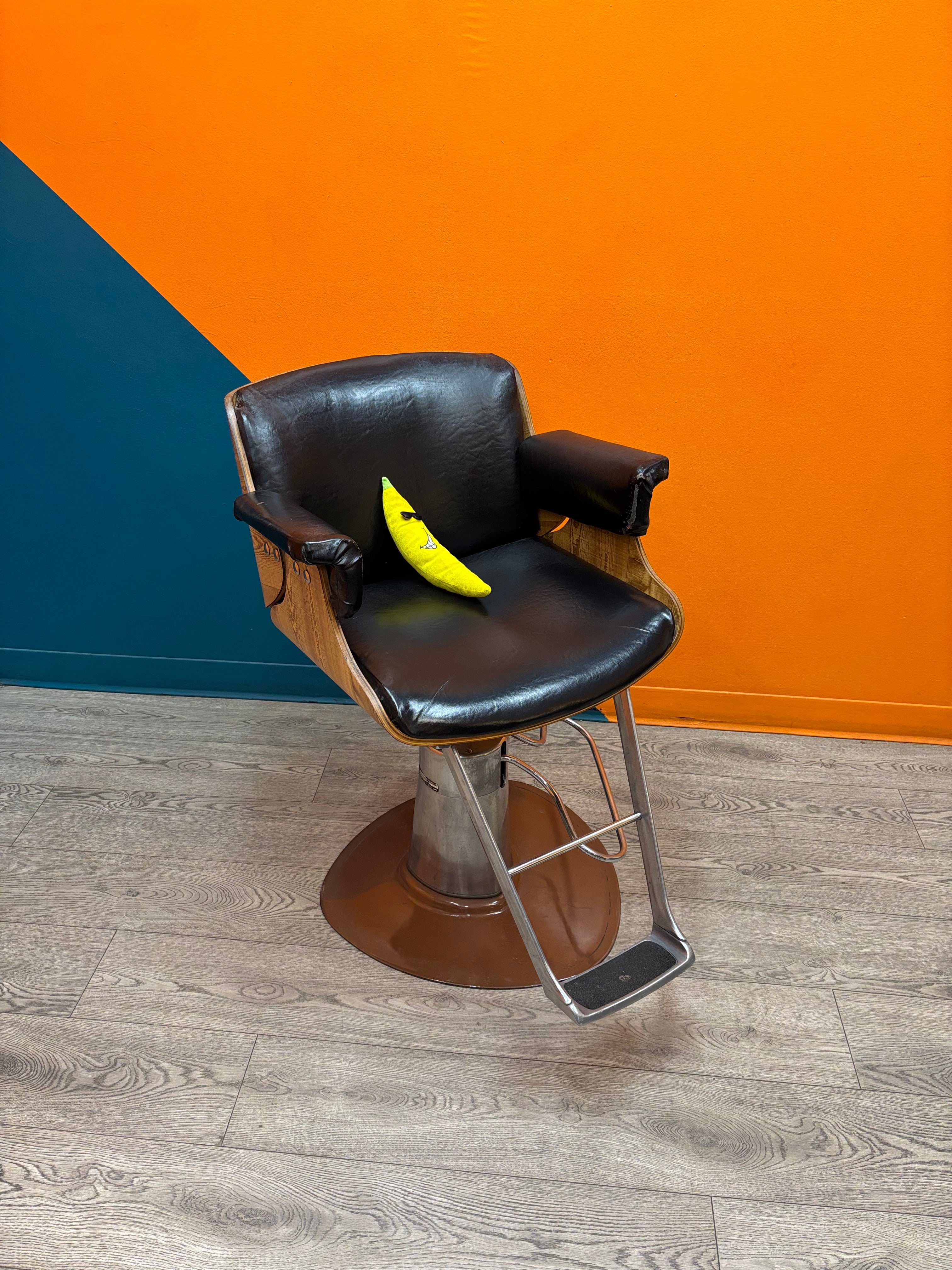 Wood & Pleather Barber Chair