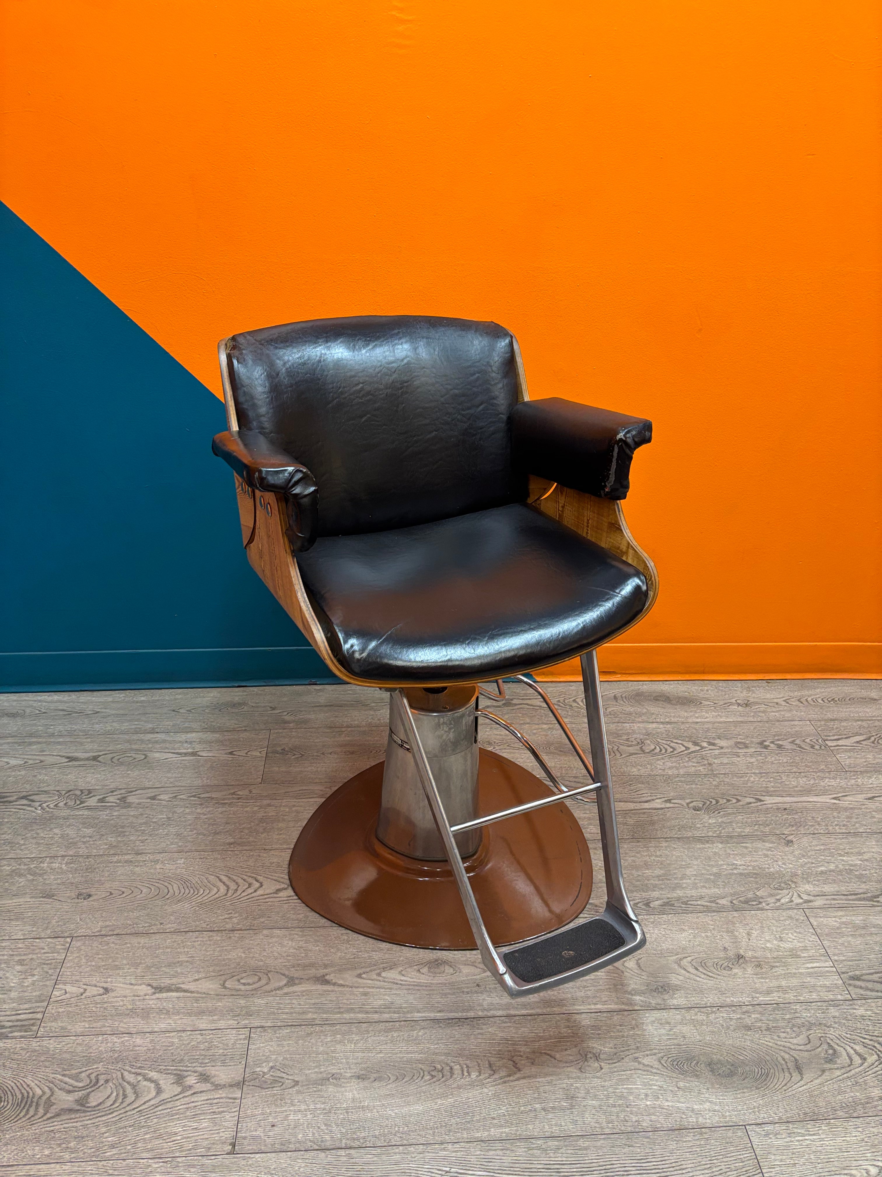 Wood & Pleather Barber Chair