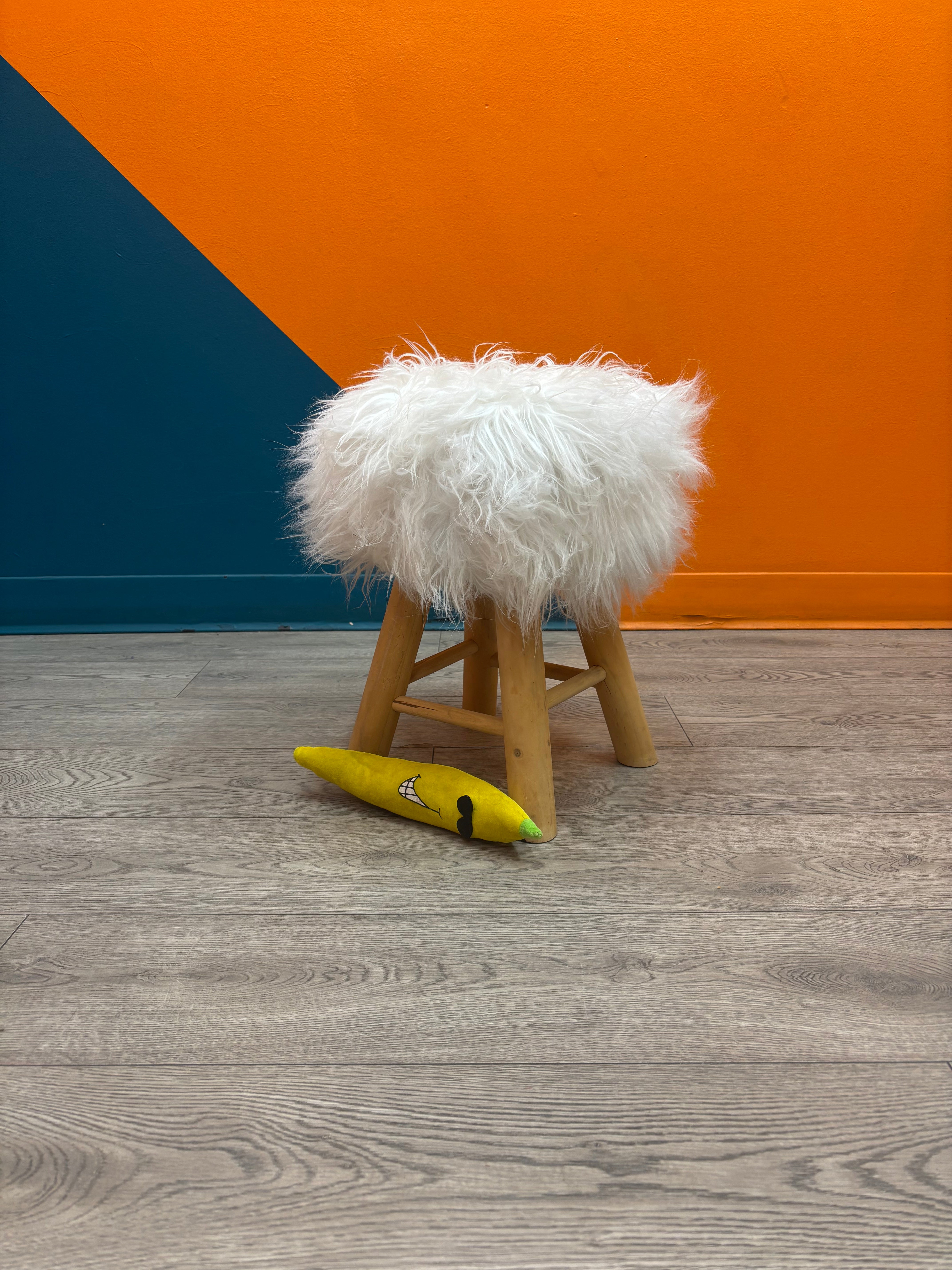 Fluffy Wood Stool