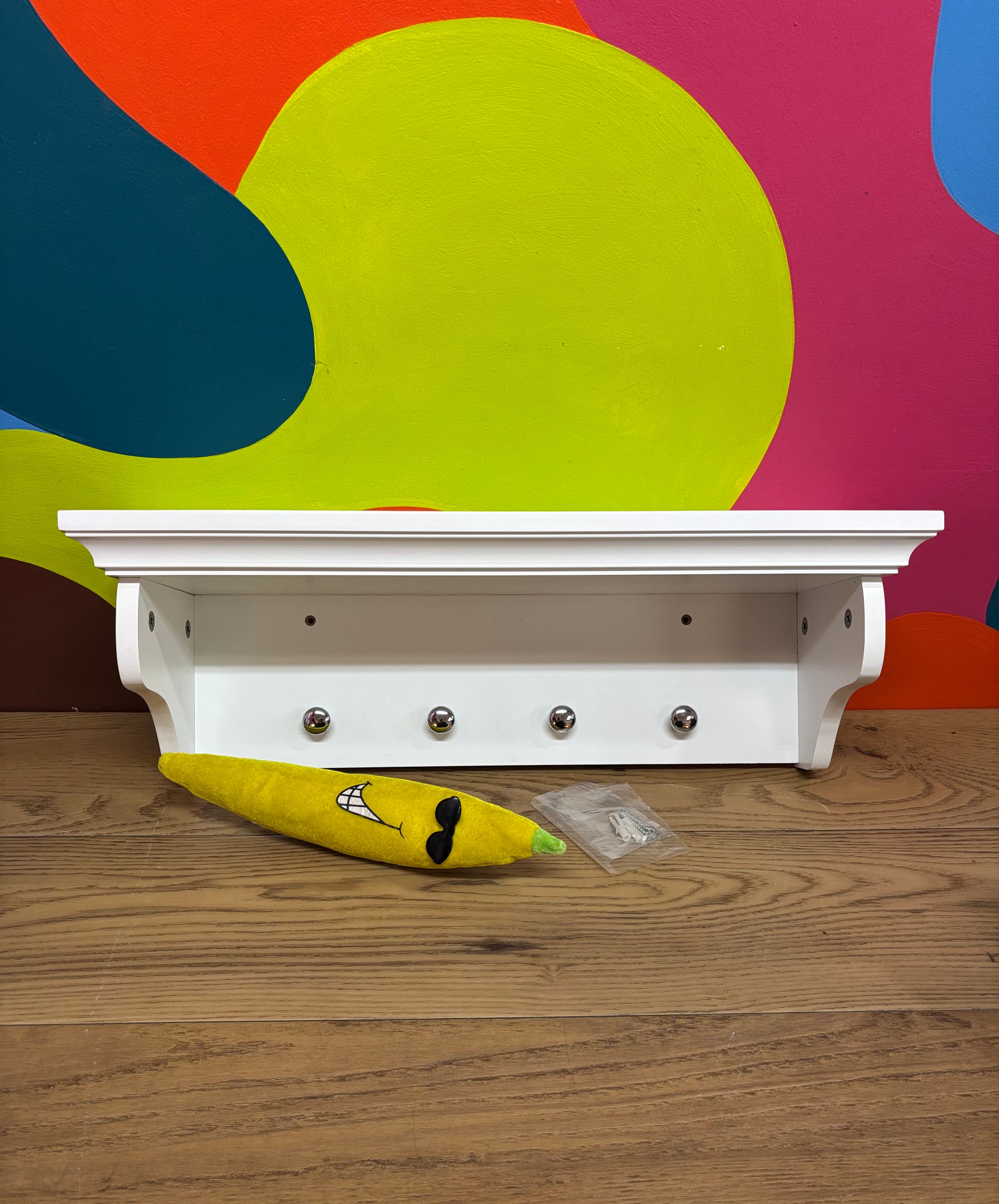White Wall Shelf with Pegs