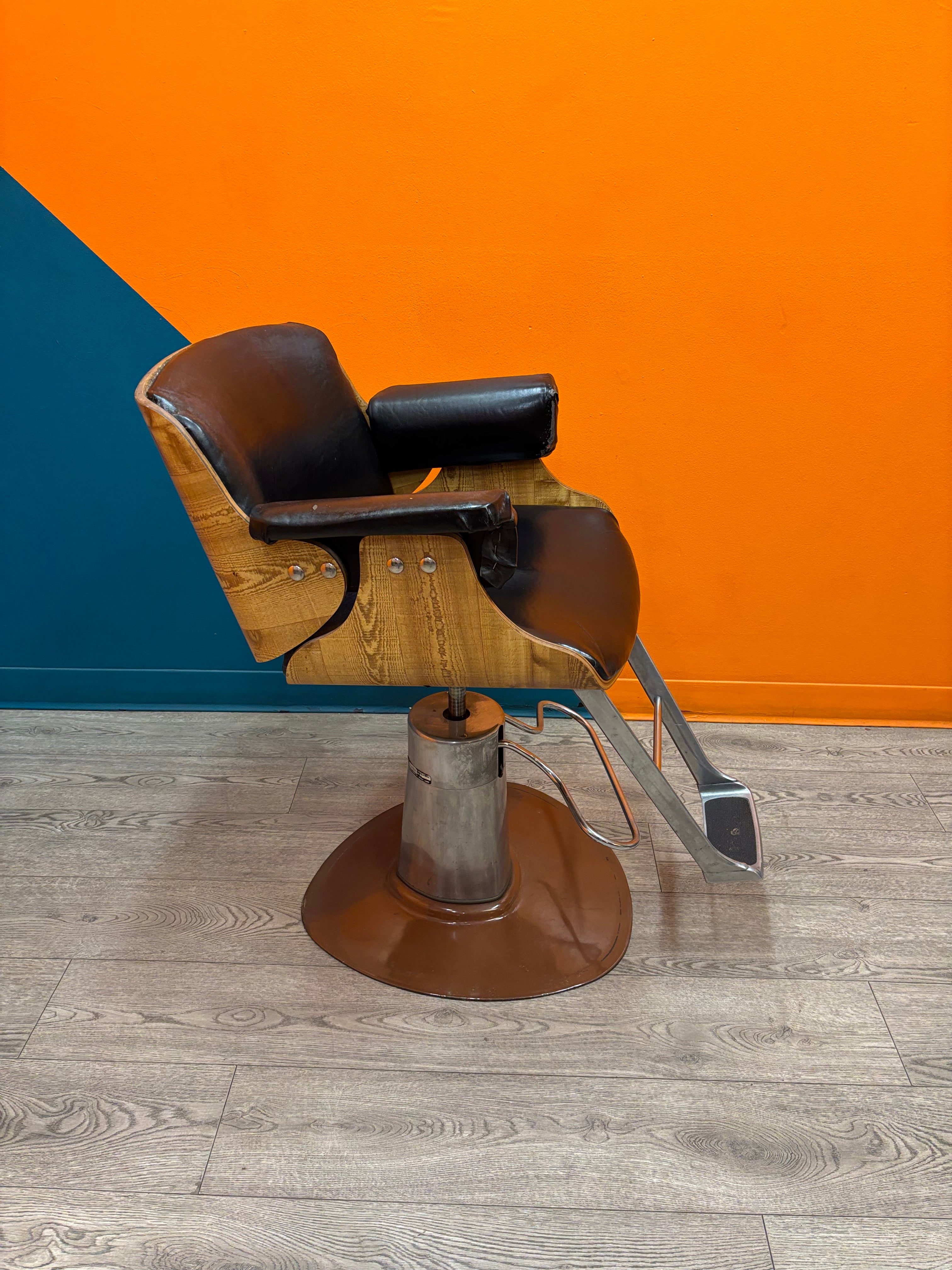 Wood & Pleather Barber Chair
