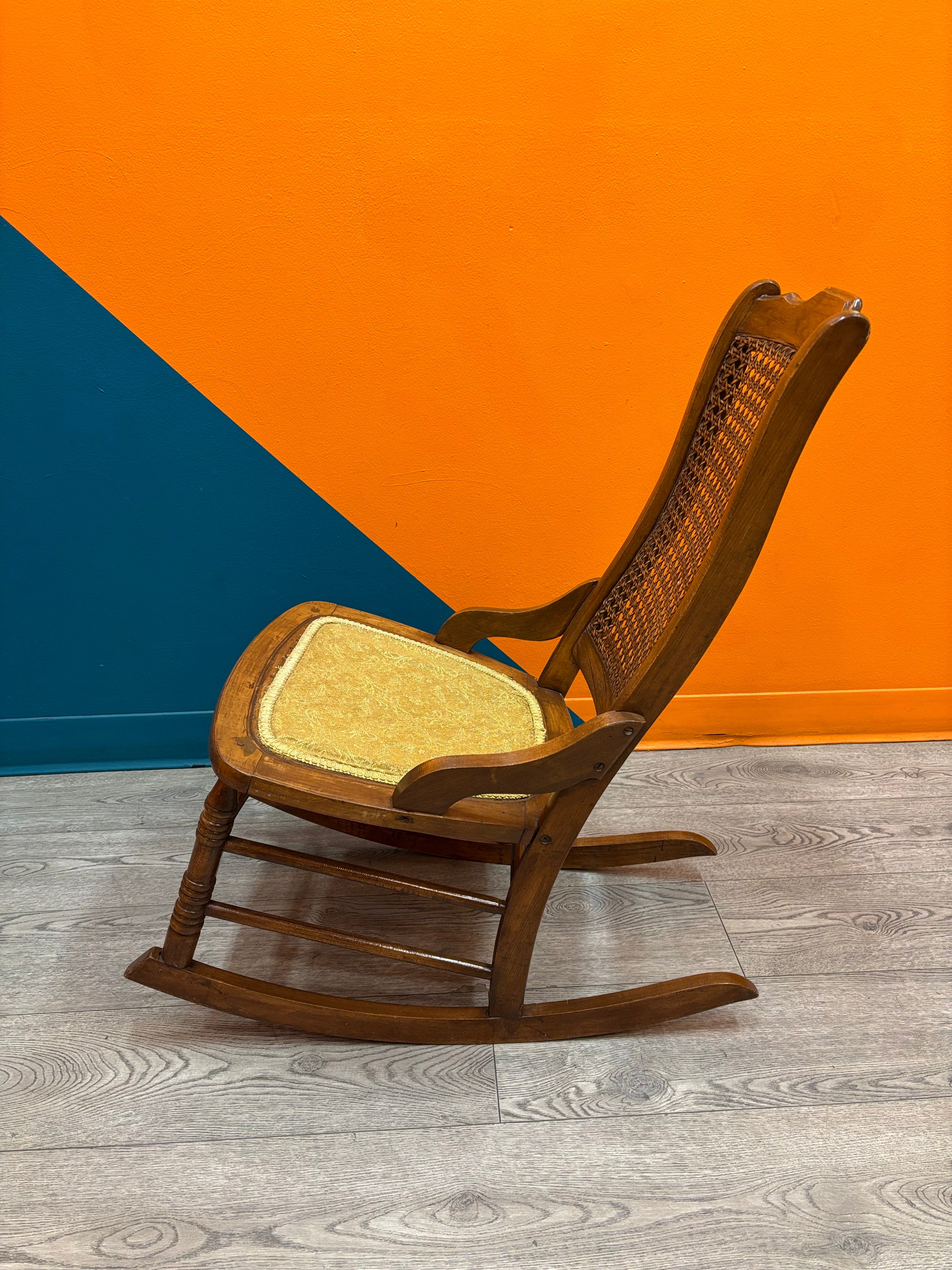 Cane Webbing Wood Rocking Chair