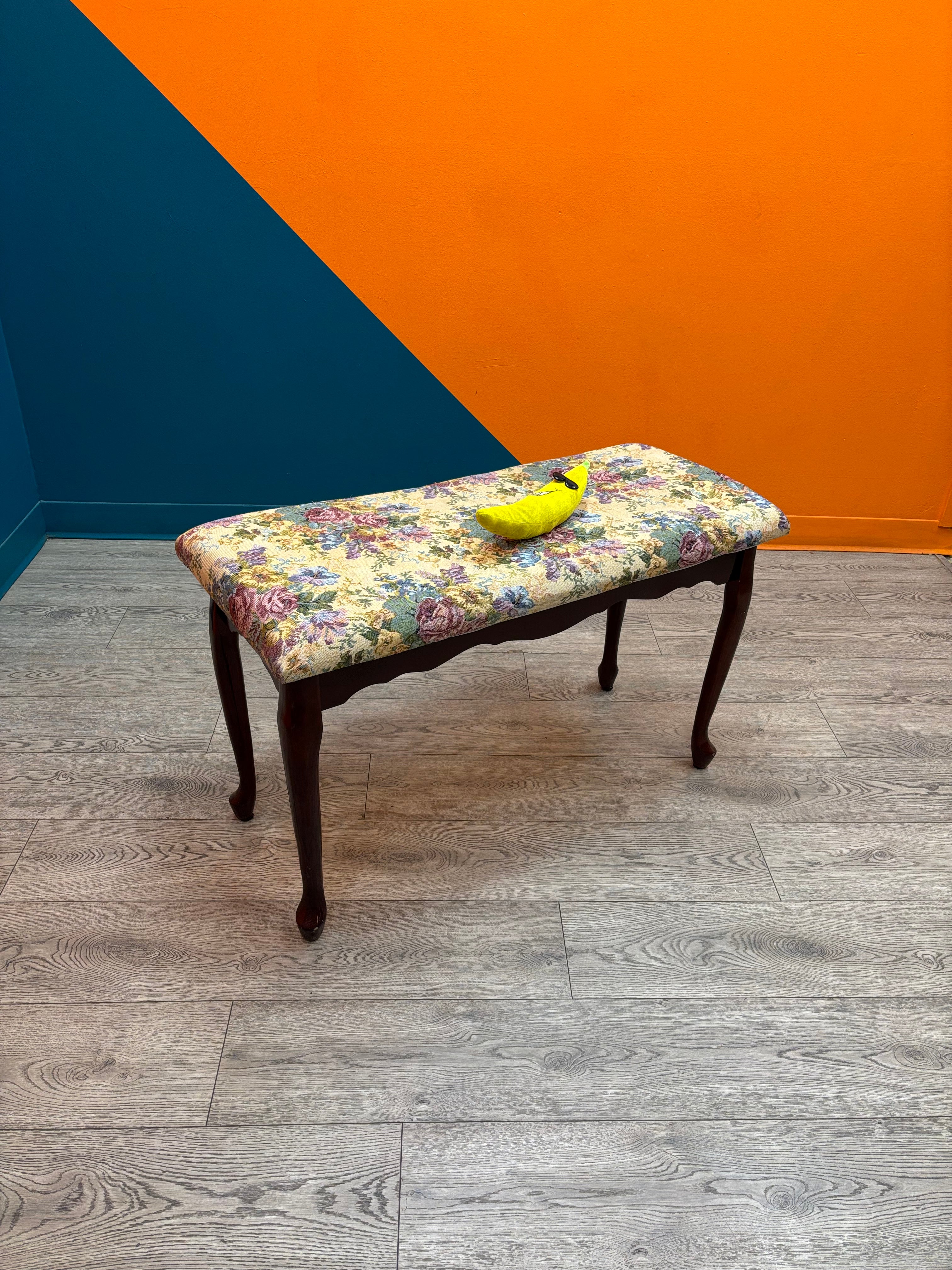 Wood Floral Bench