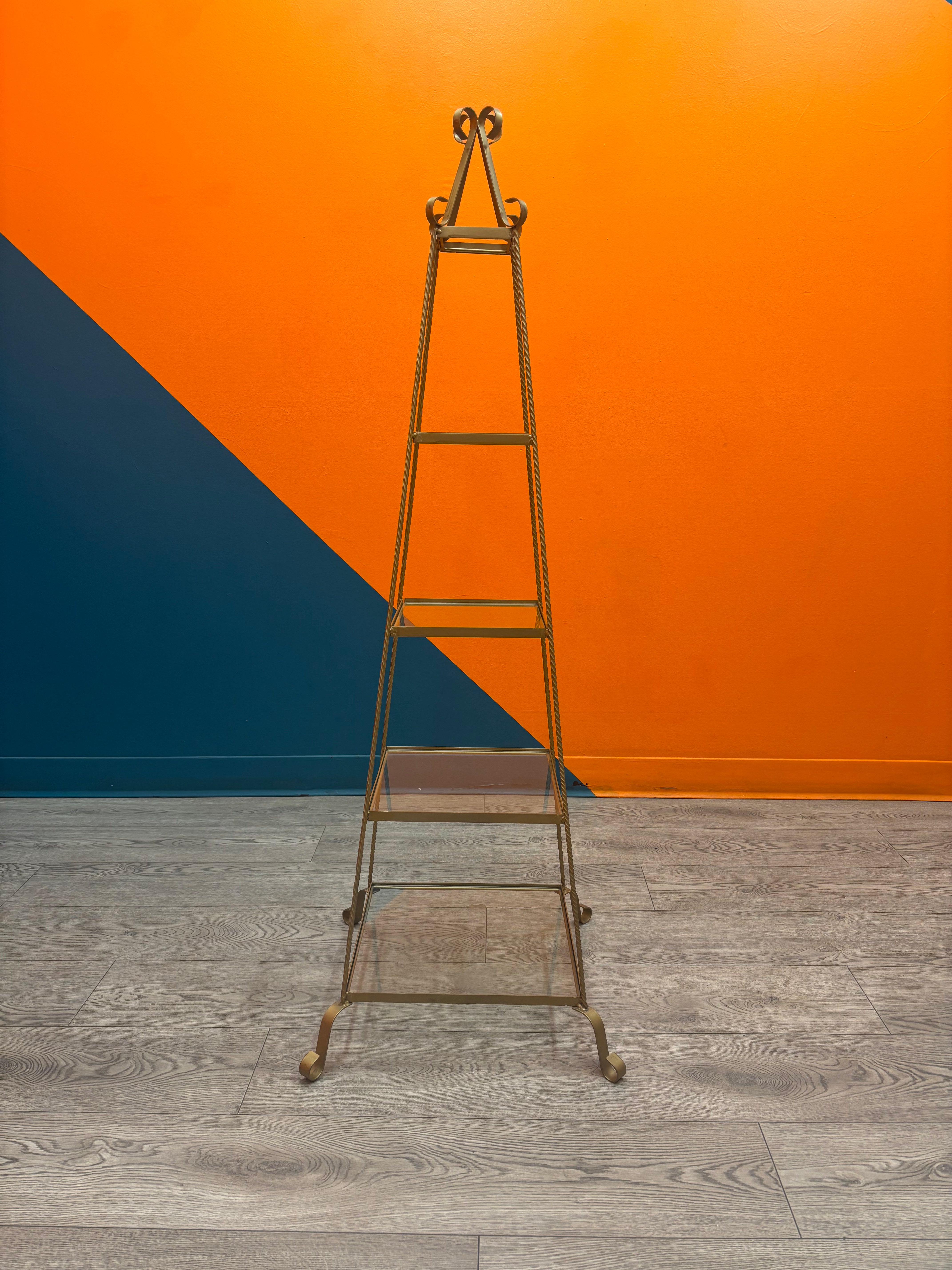 4-Tier Pyramid Metal and Glass Shelf