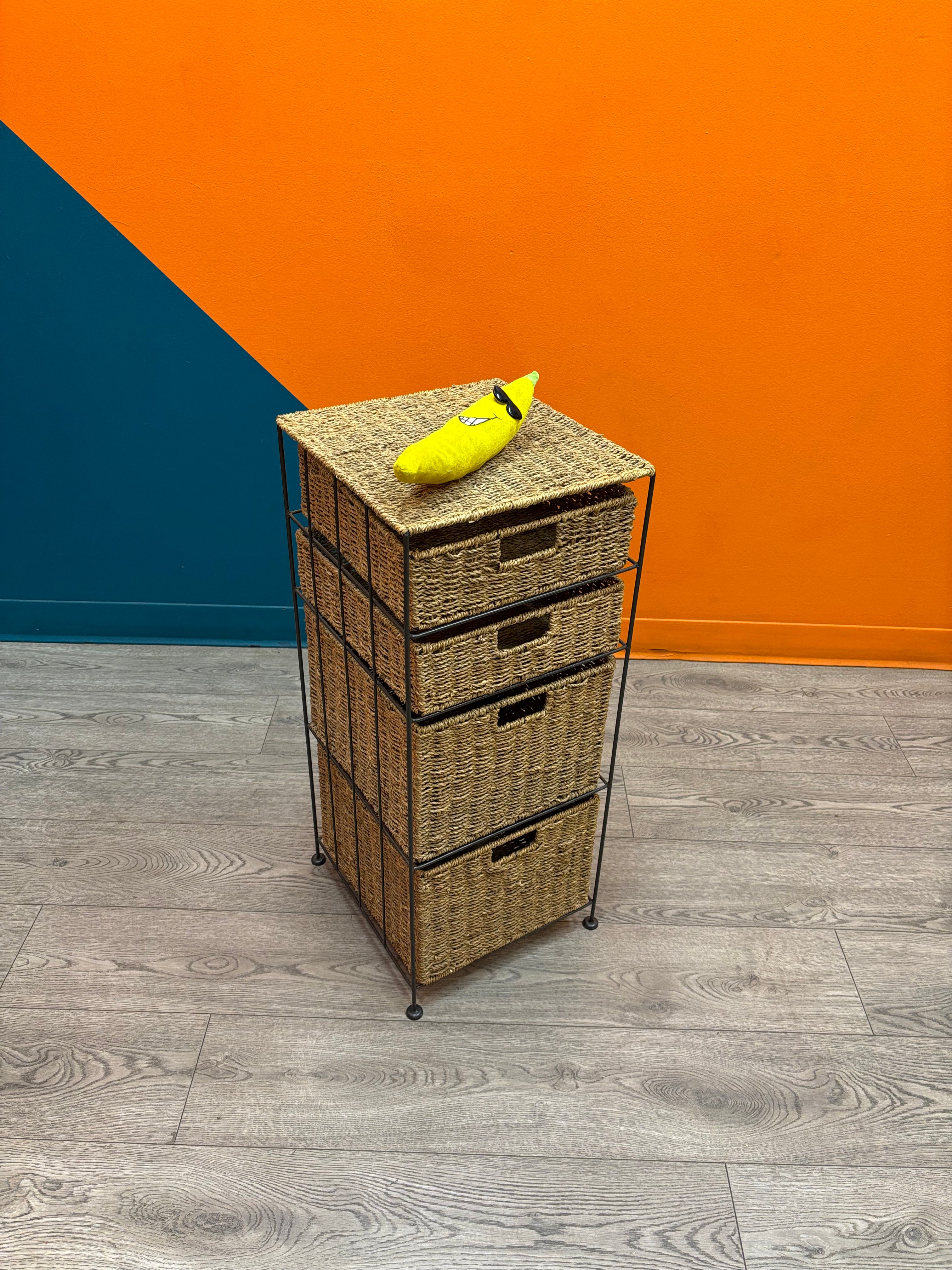 4 Drawer Wicker Storage Tower