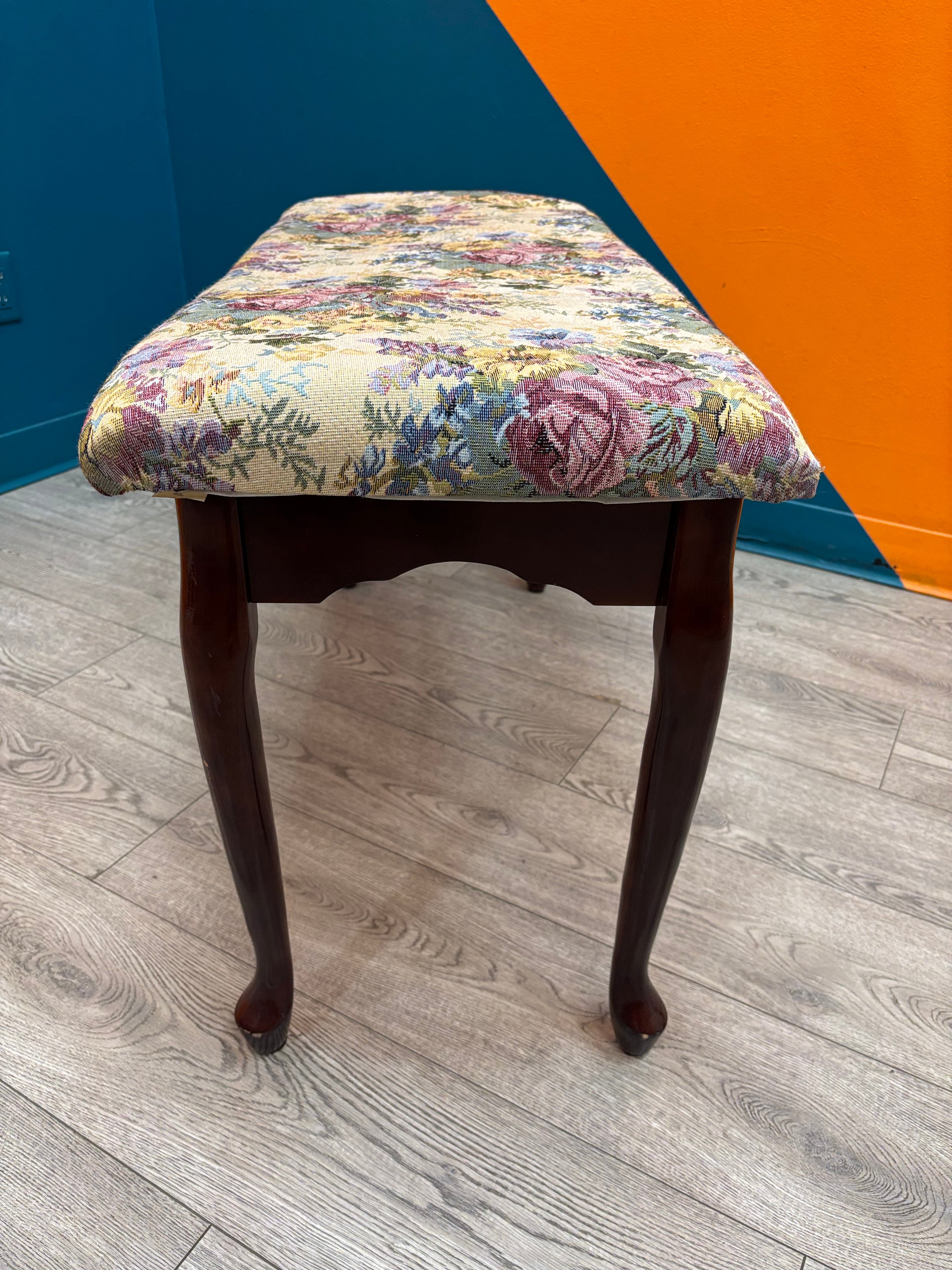 Wood Floral Bench