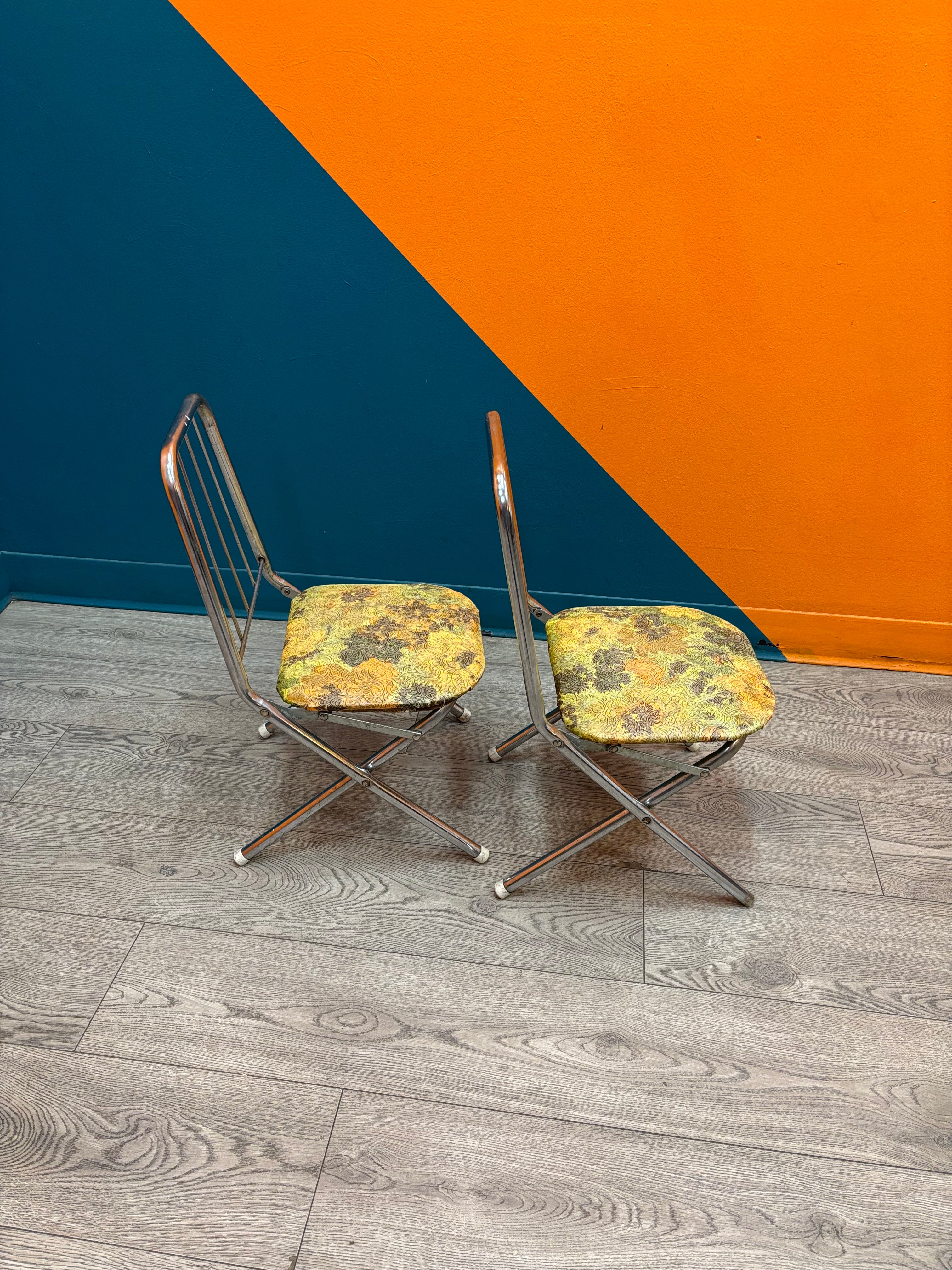 (2) Small Fold Up Metal Chairs