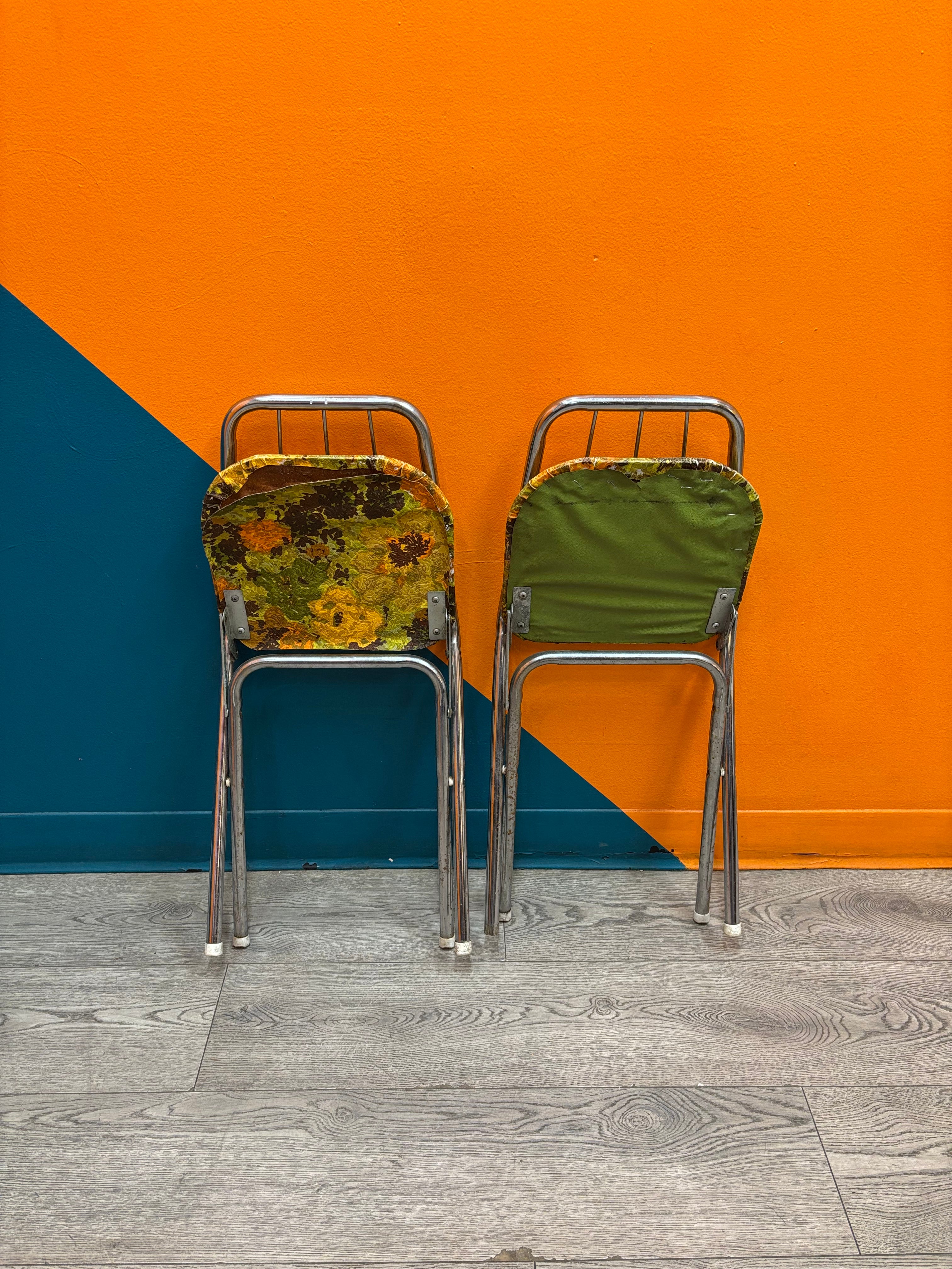 (2) Small Fold Up Metal Chairs