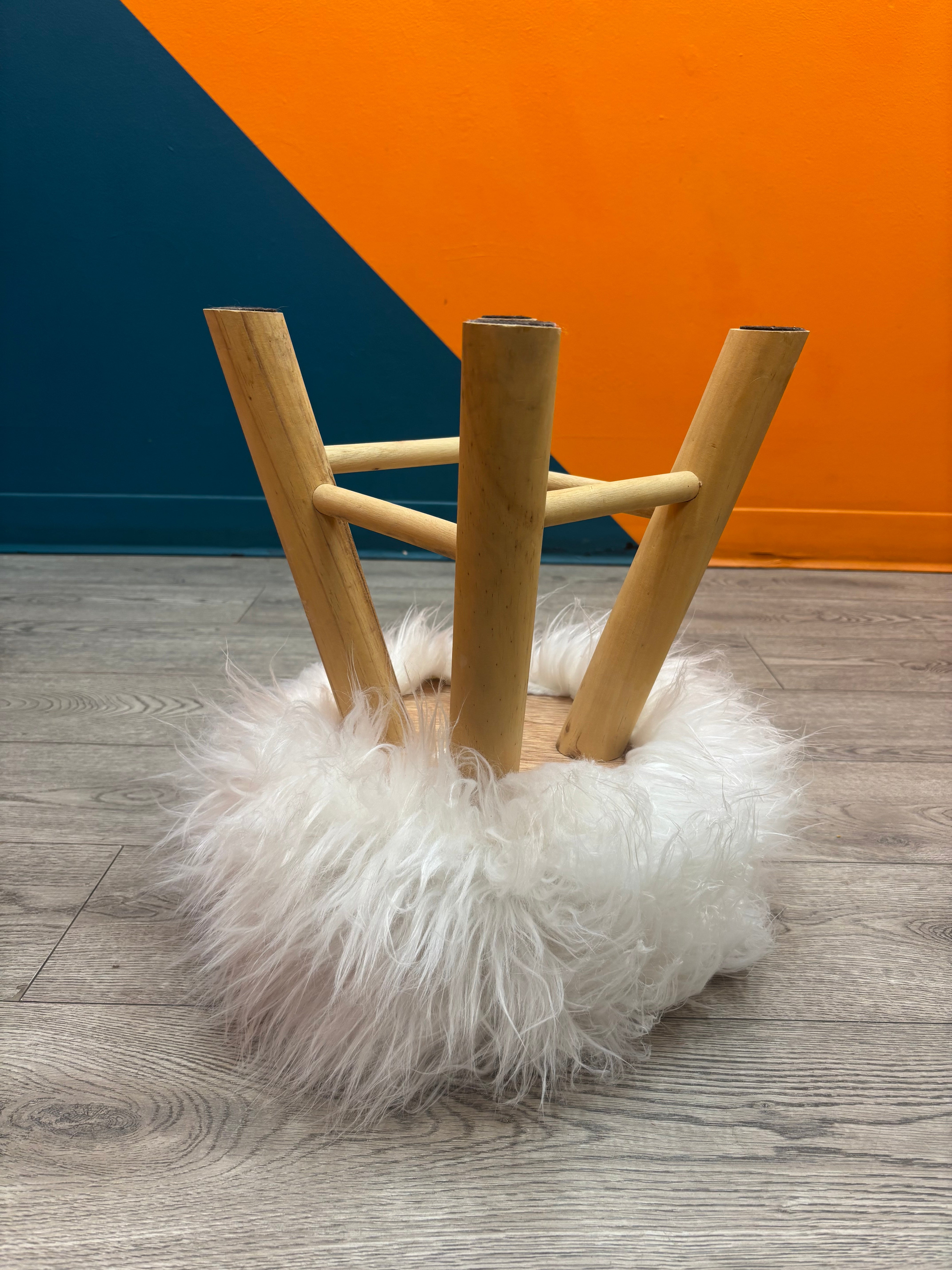 Fluffy Wood Stool