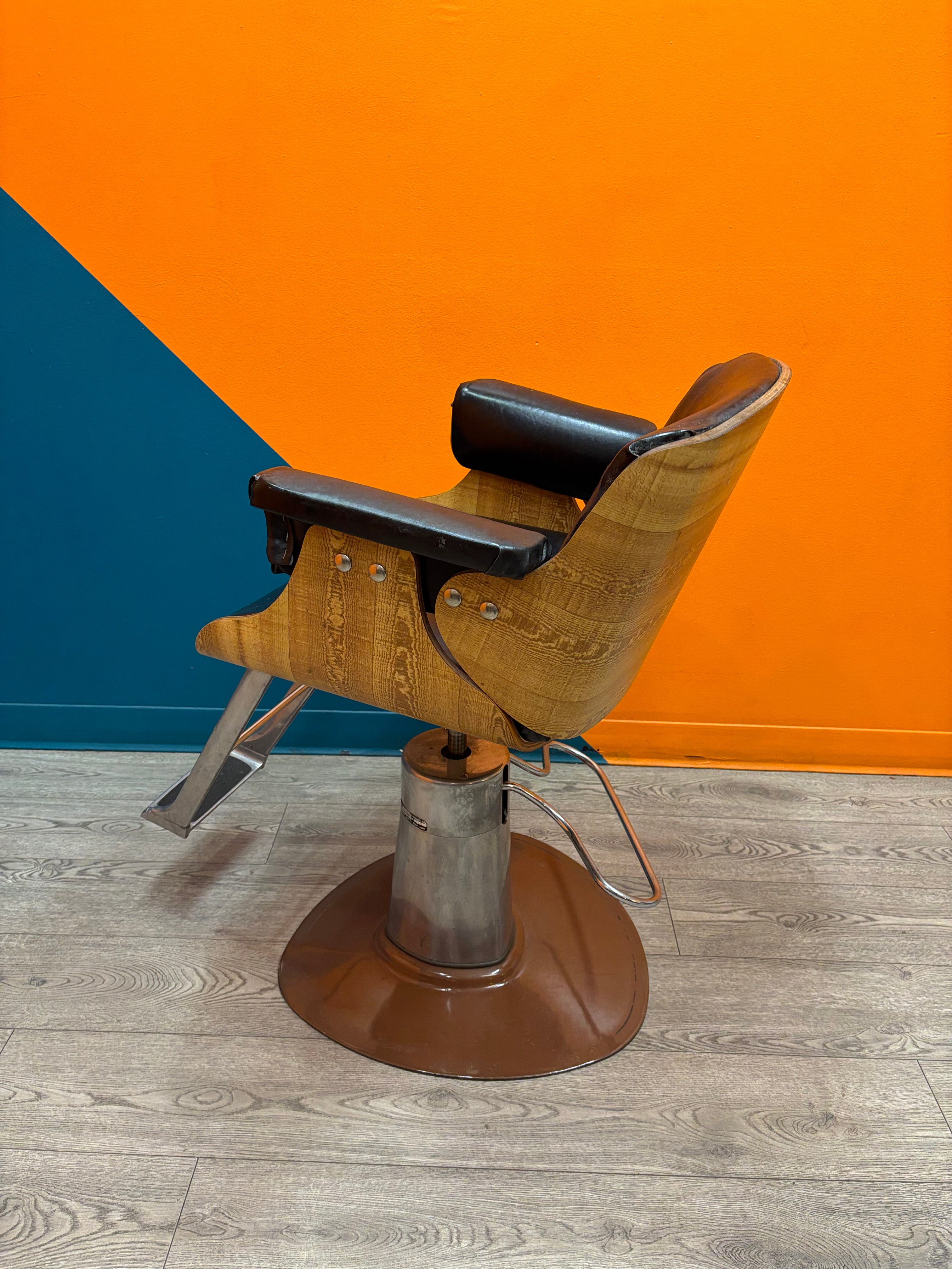 Wood & Pleather Barber Chair