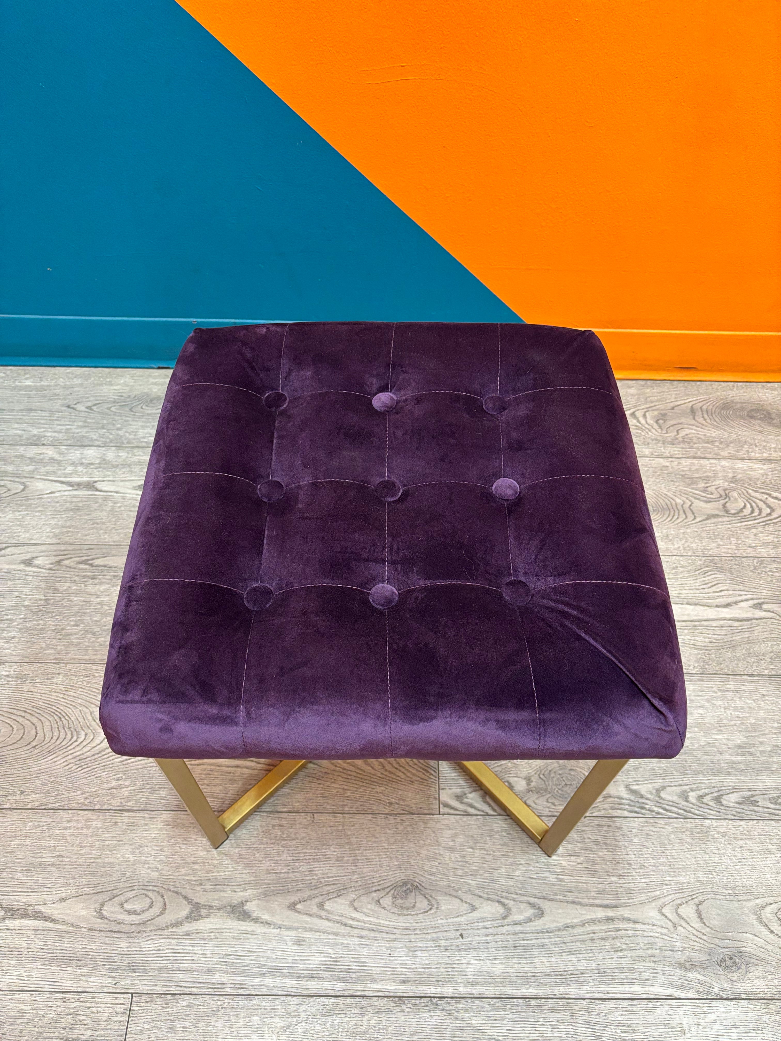 Purple Velvet Stool