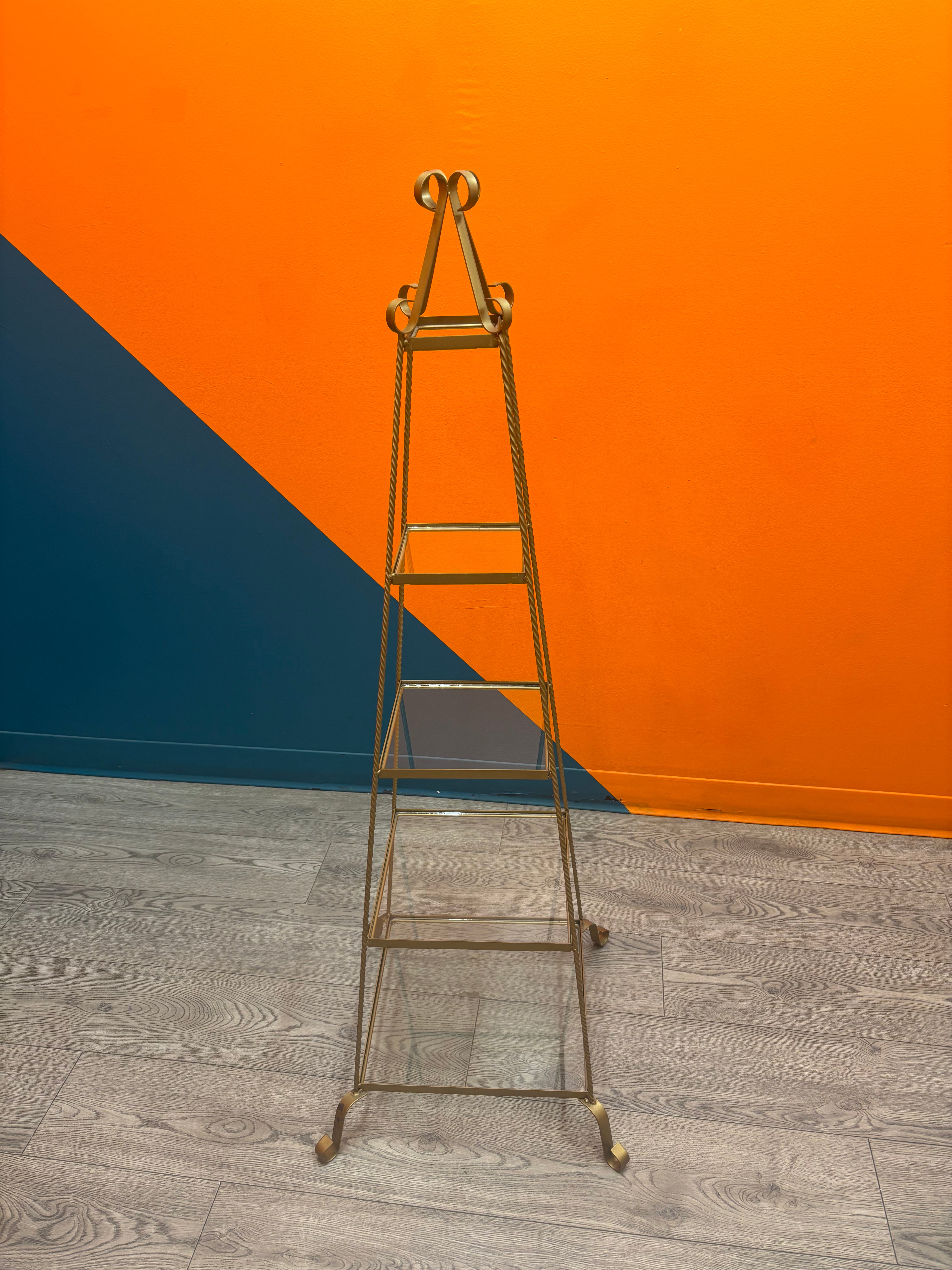 4-Tier Pyramid Metal and Glass Shelf
