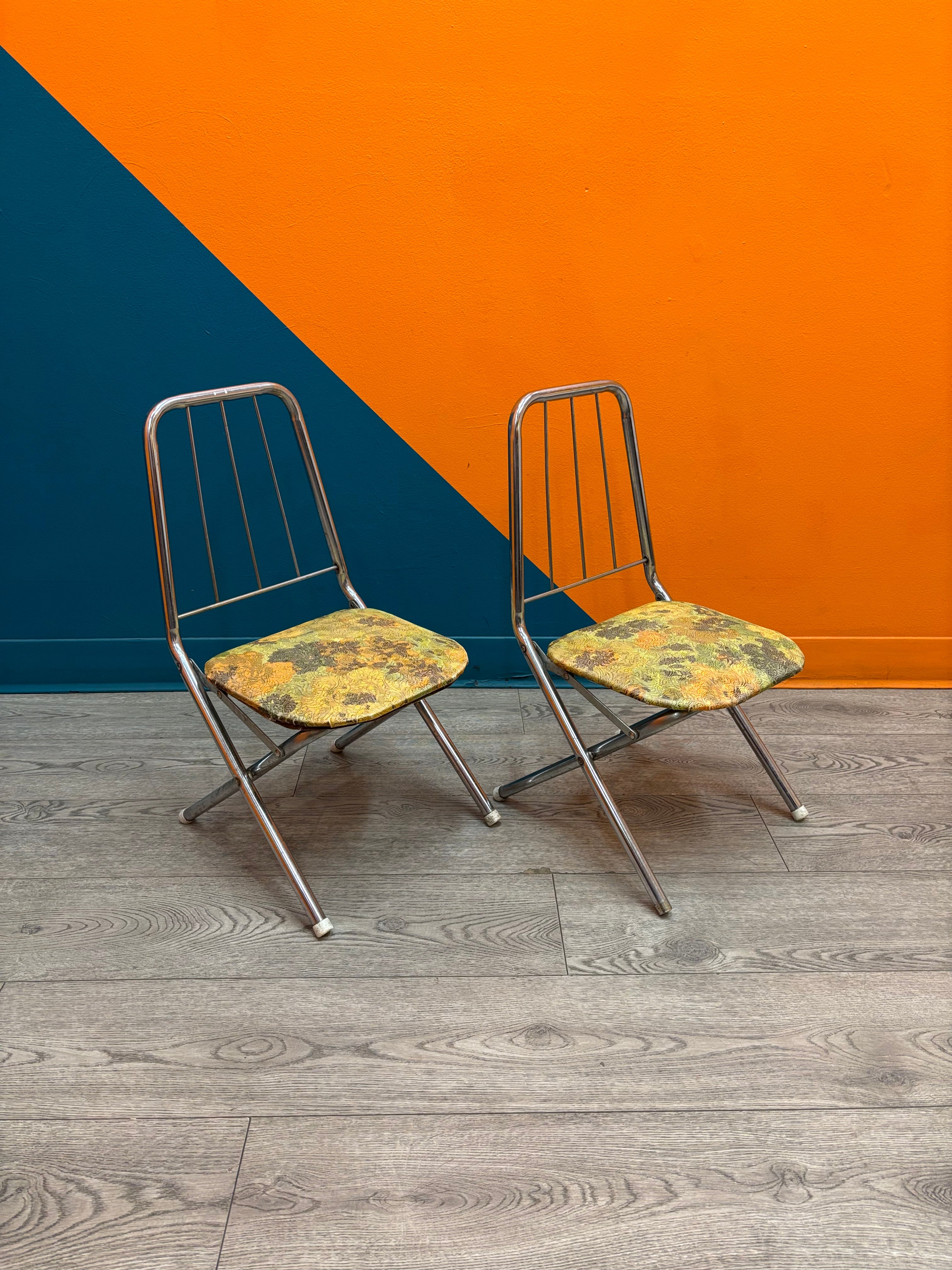 (2) Small Fold Up Metal Chairs
