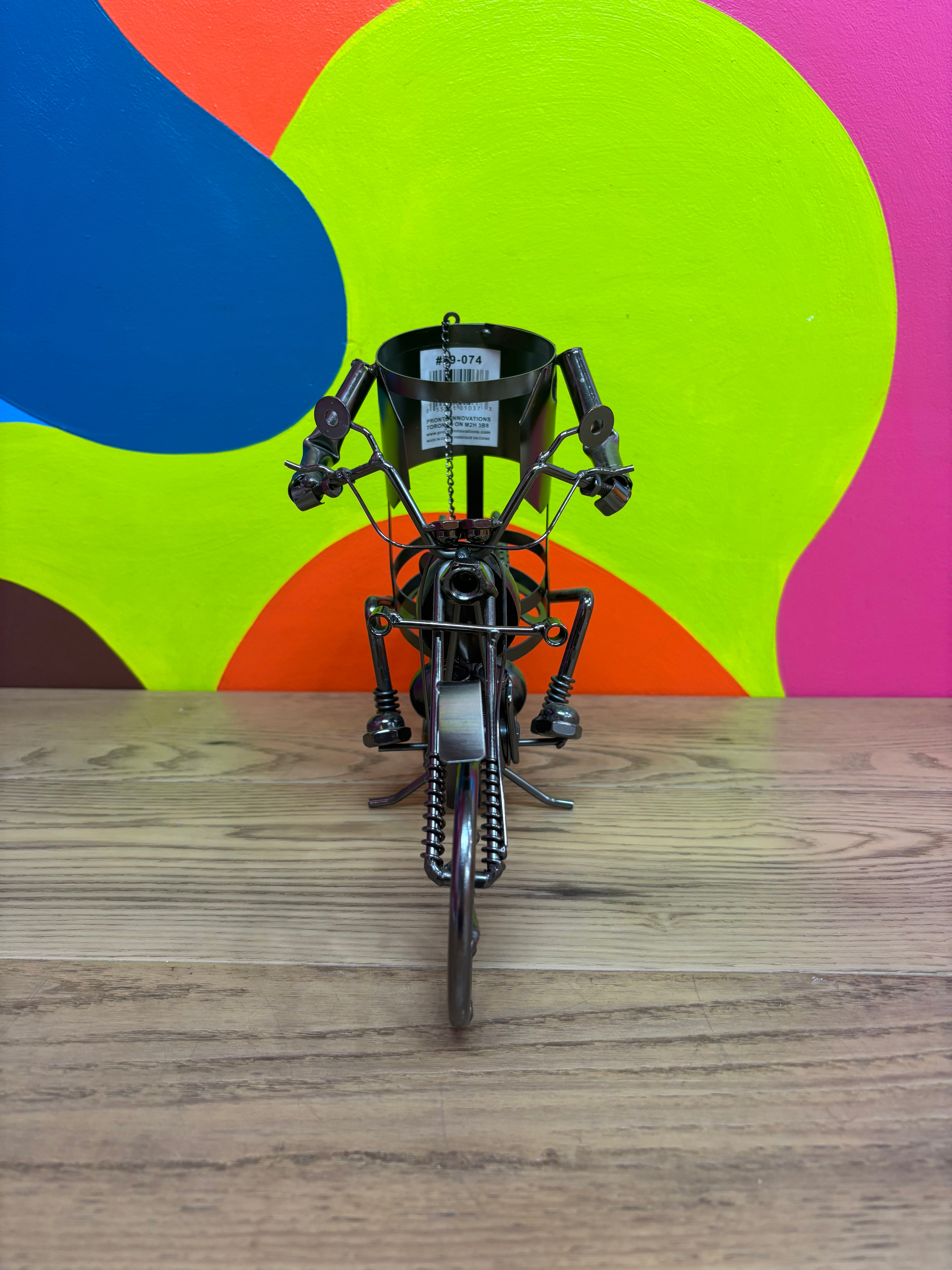 Motorcycle Wine Bottle Holder Metal Sculpture