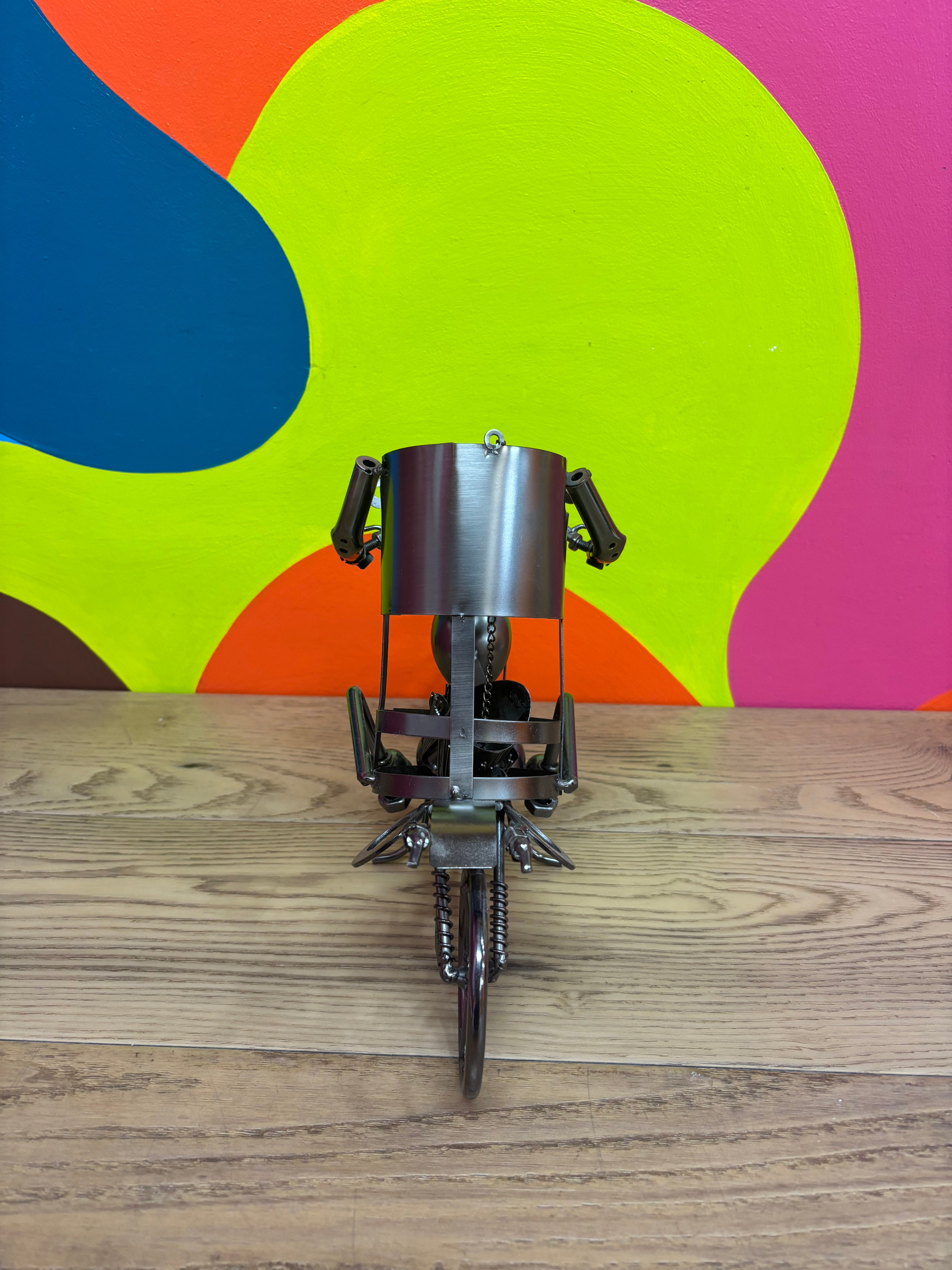 Motorcycle Wine Bottle Holder Metal Sculpture