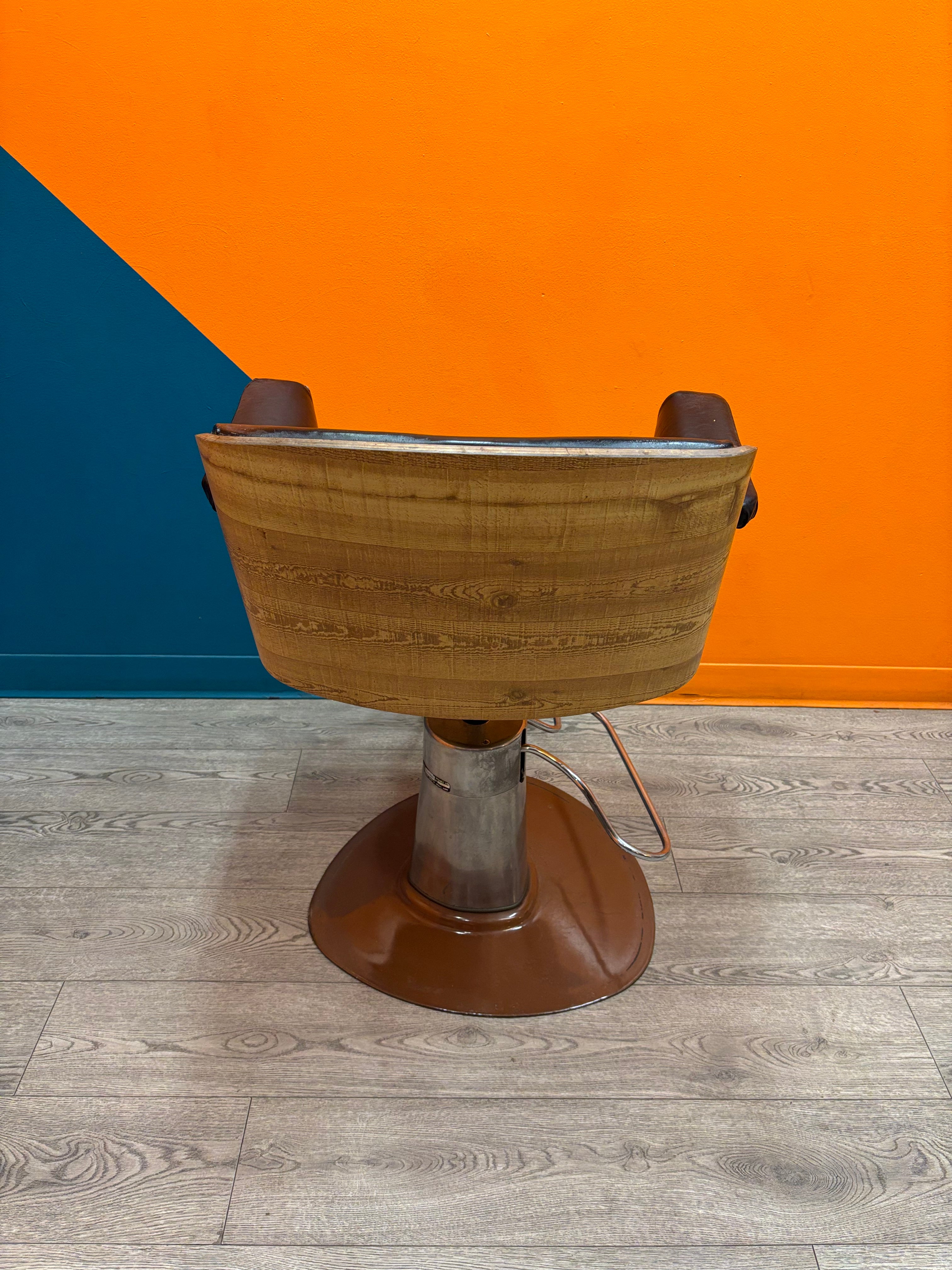Wood & Pleather Barber Chair