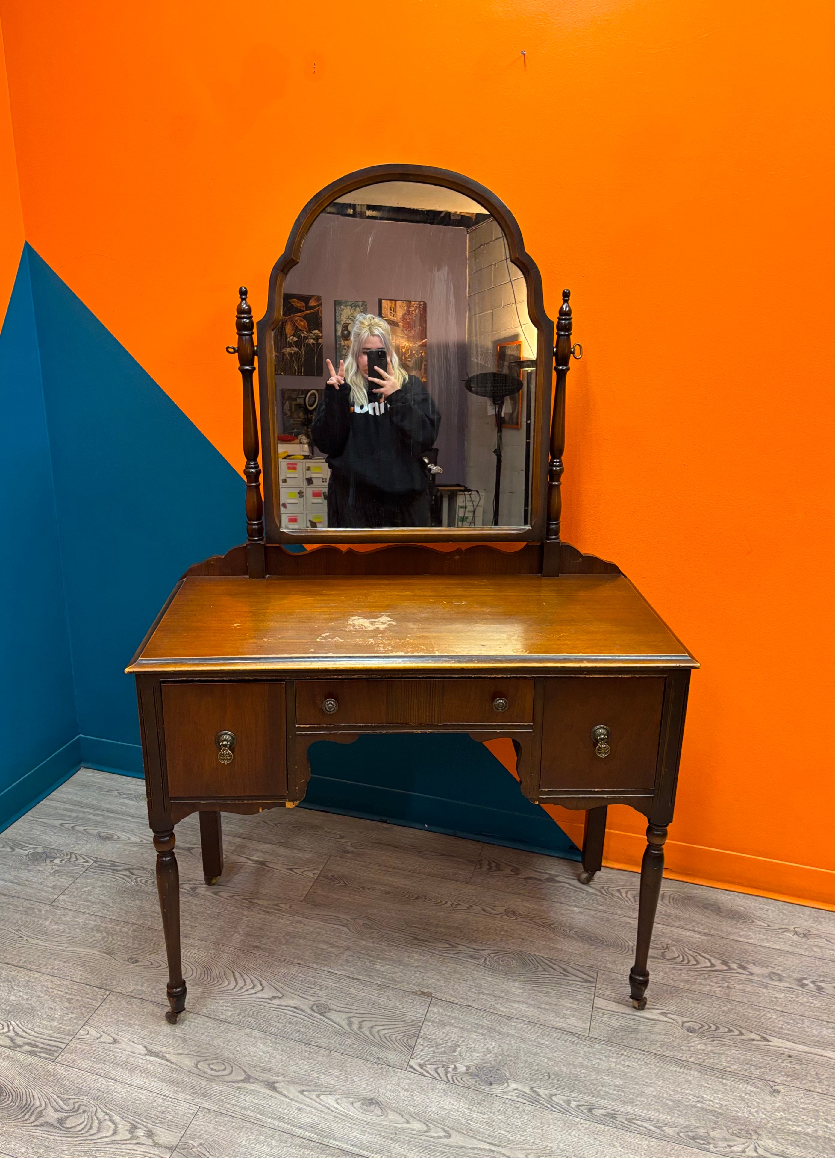 Wood Vanity on Wheels