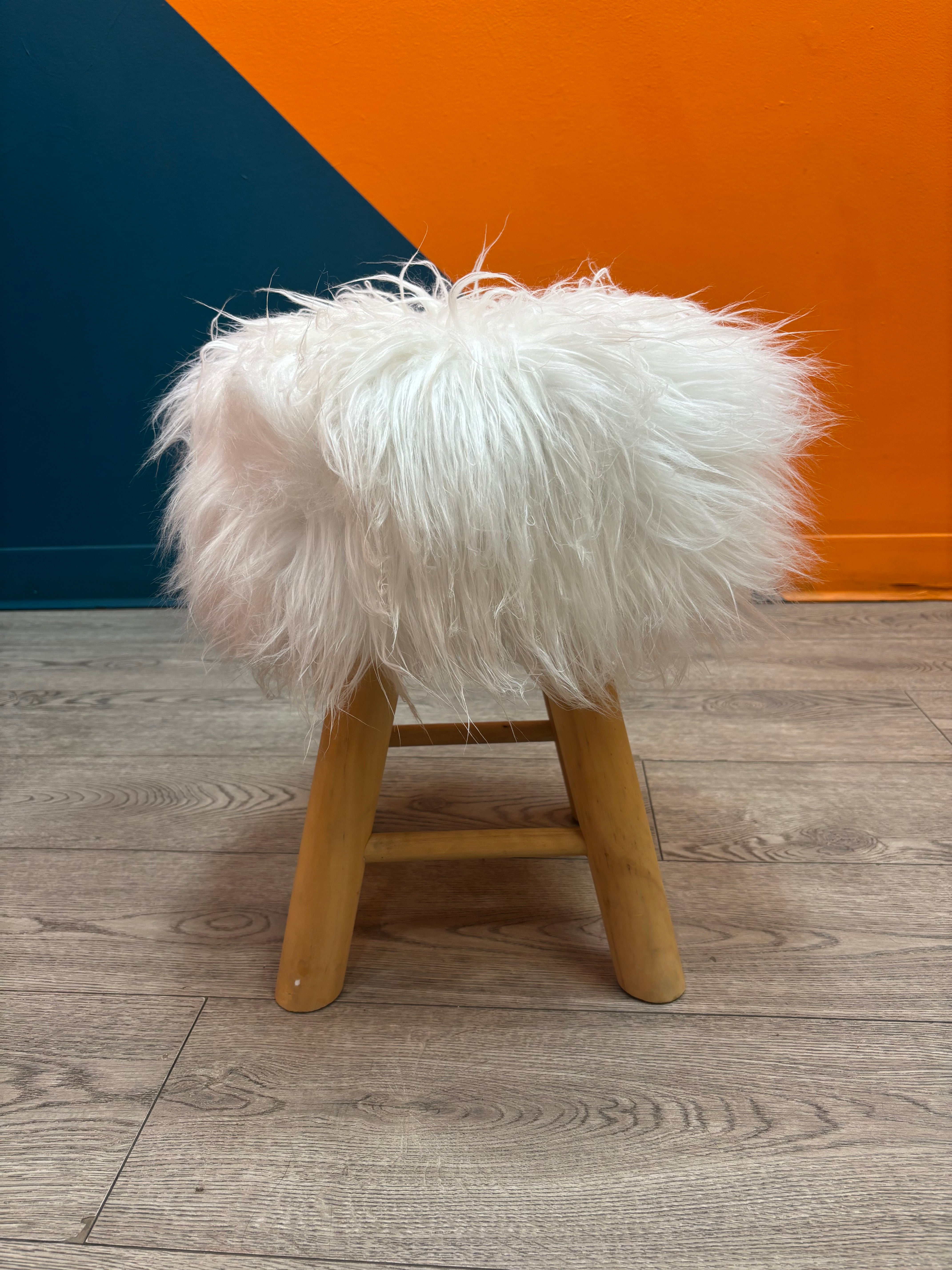 Fluffy Wood Stool