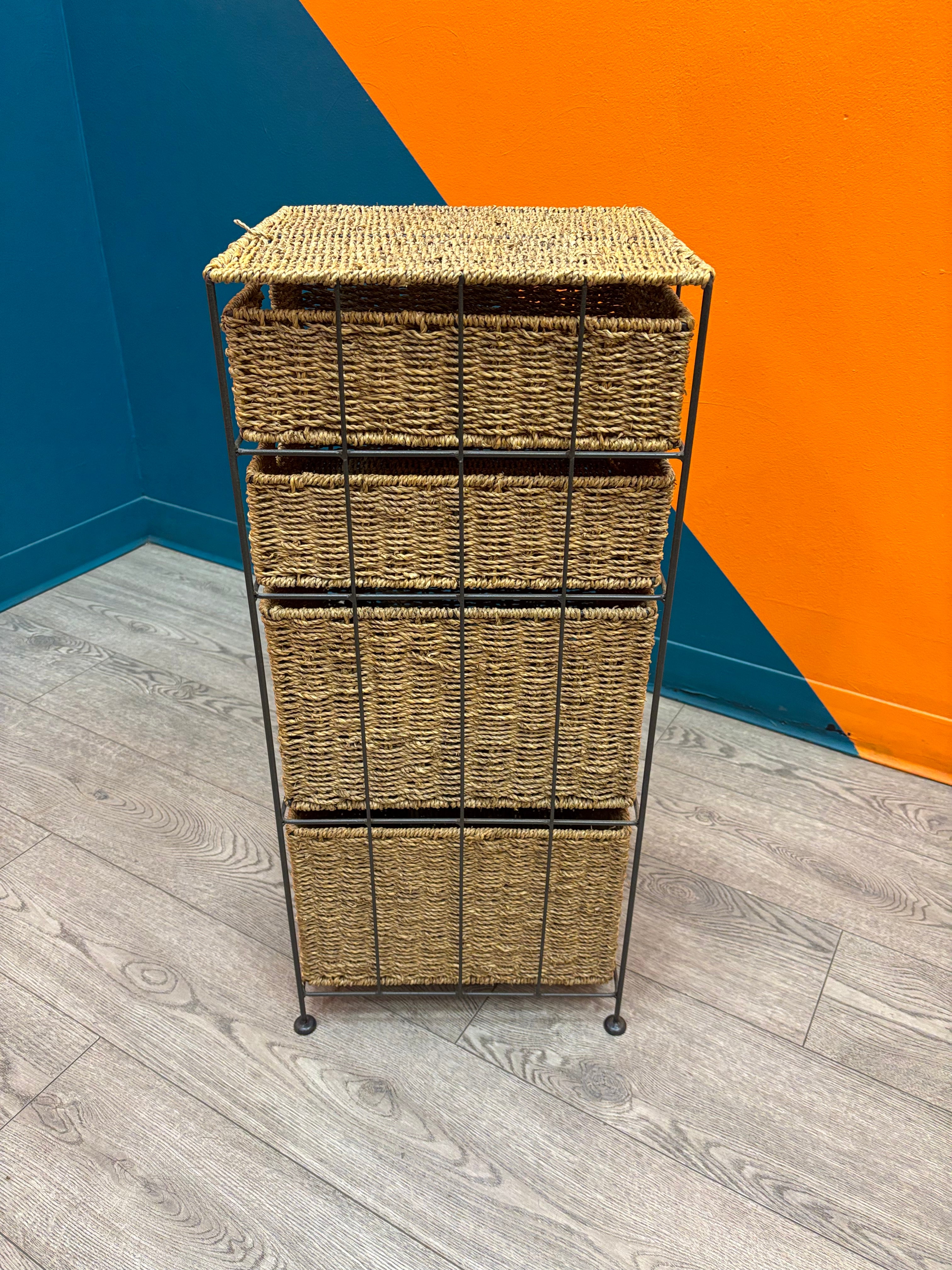 4 Drawer Wicker Storage Tower