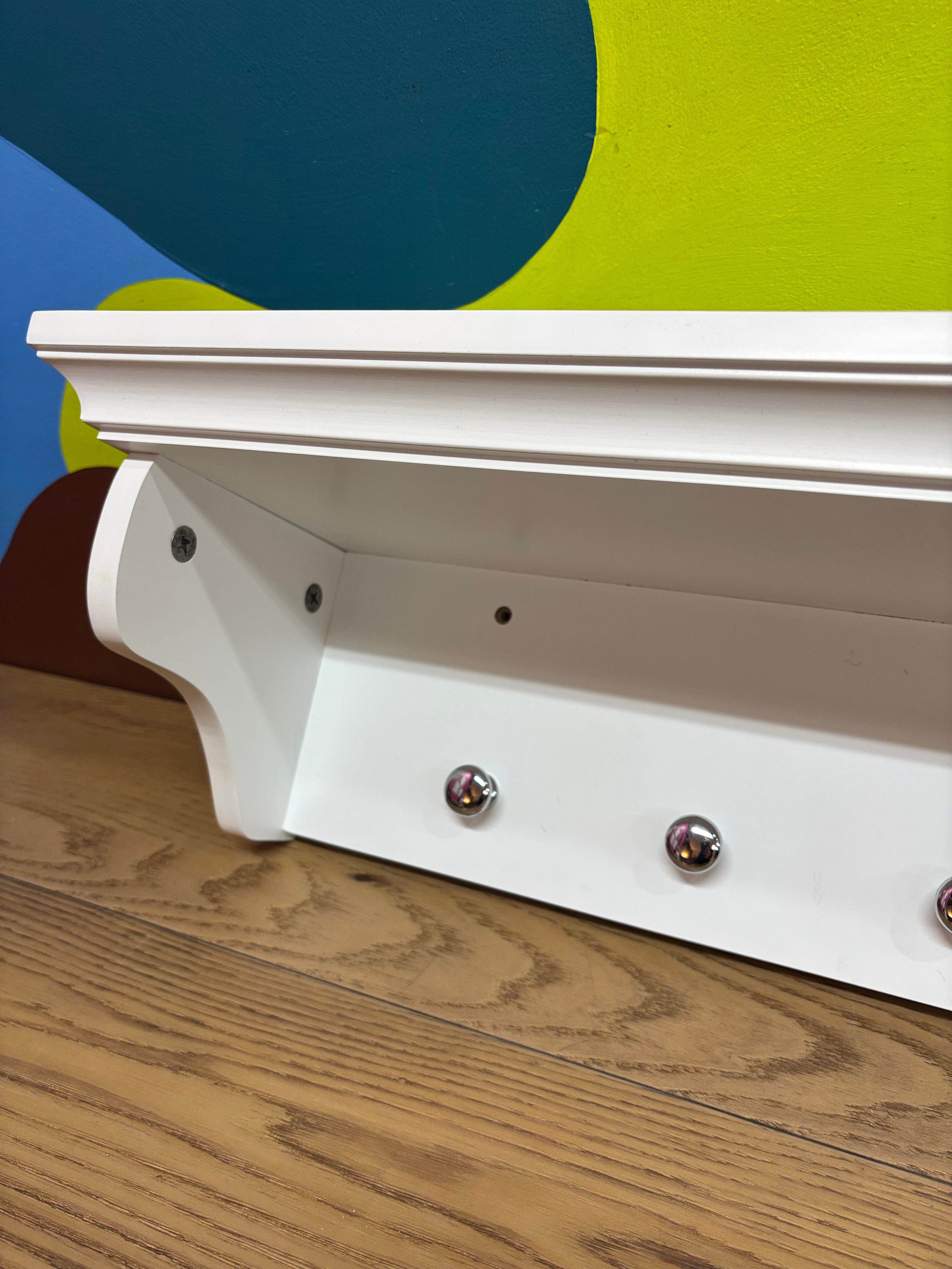 White Wall Shelf with Pegs