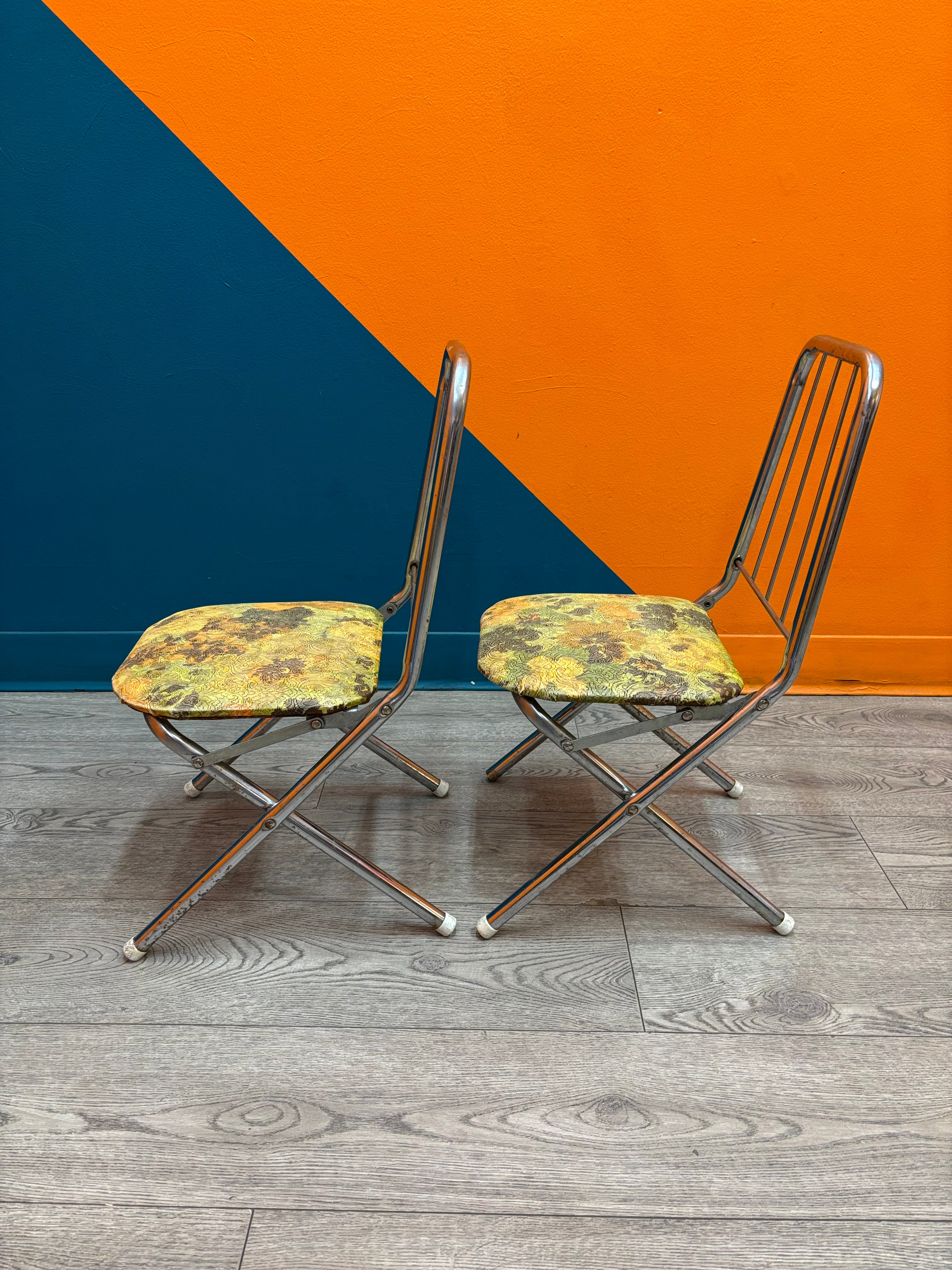 (2) Small Fold Up Metal Chairs
