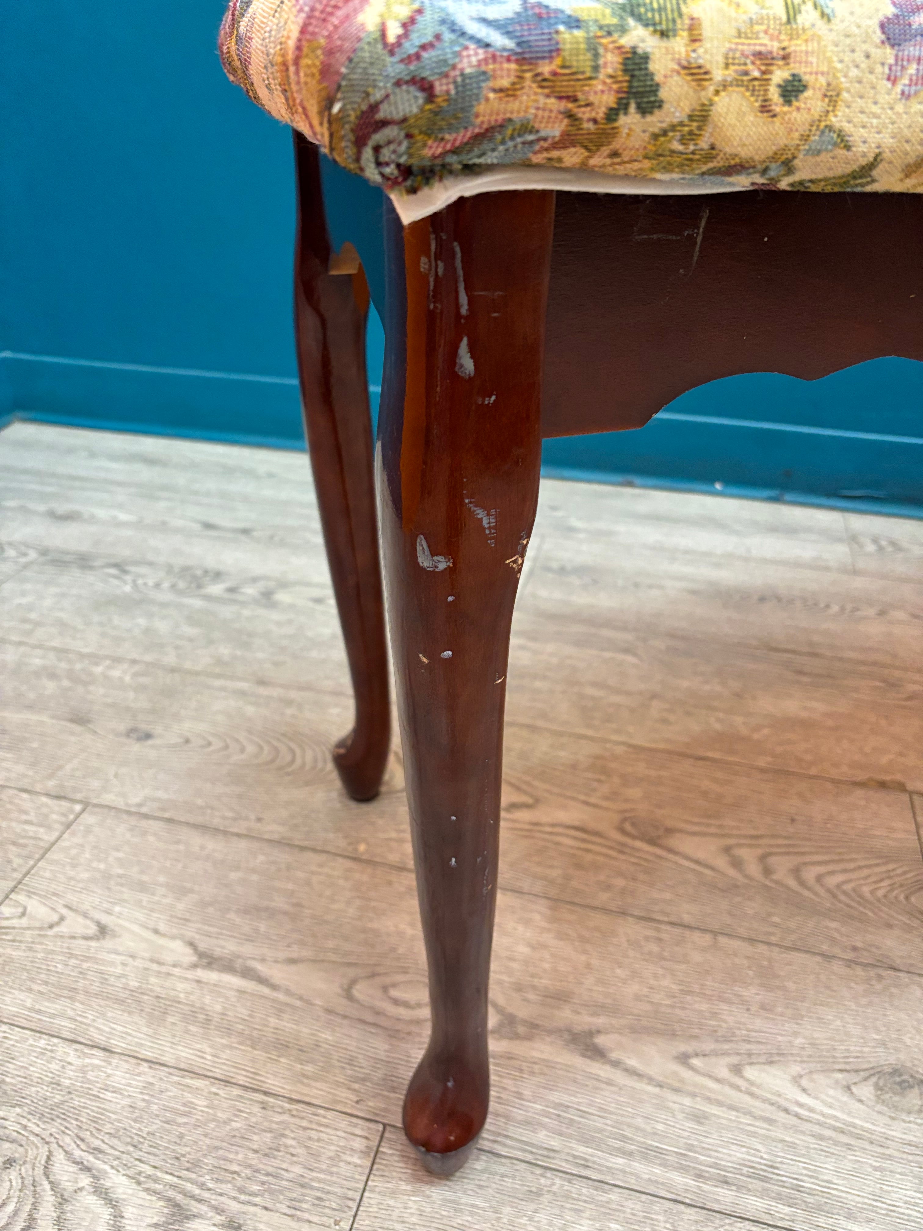 Wood Floral Bench