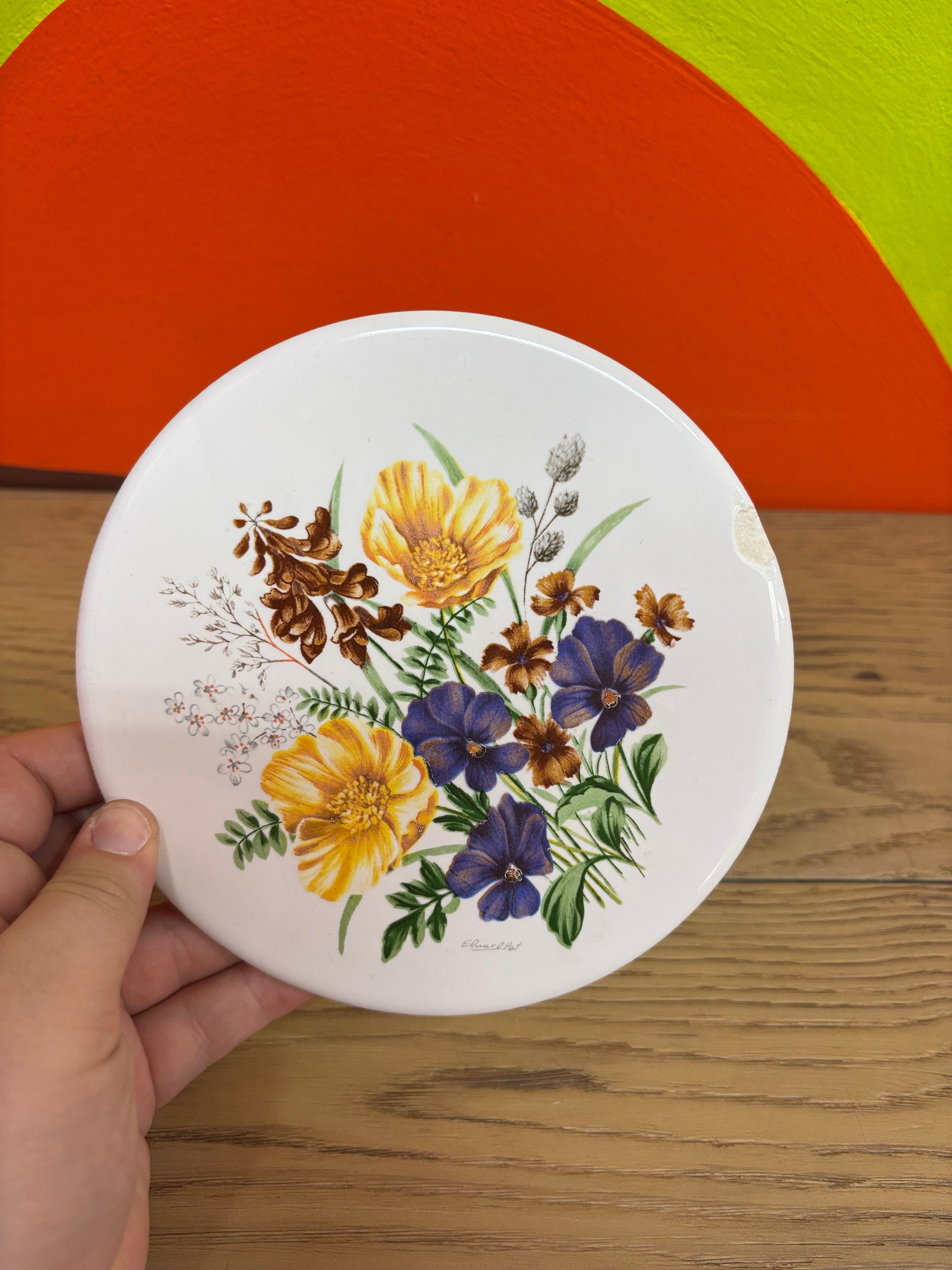 (3) Ceramic Floral Wall Hanging Art
