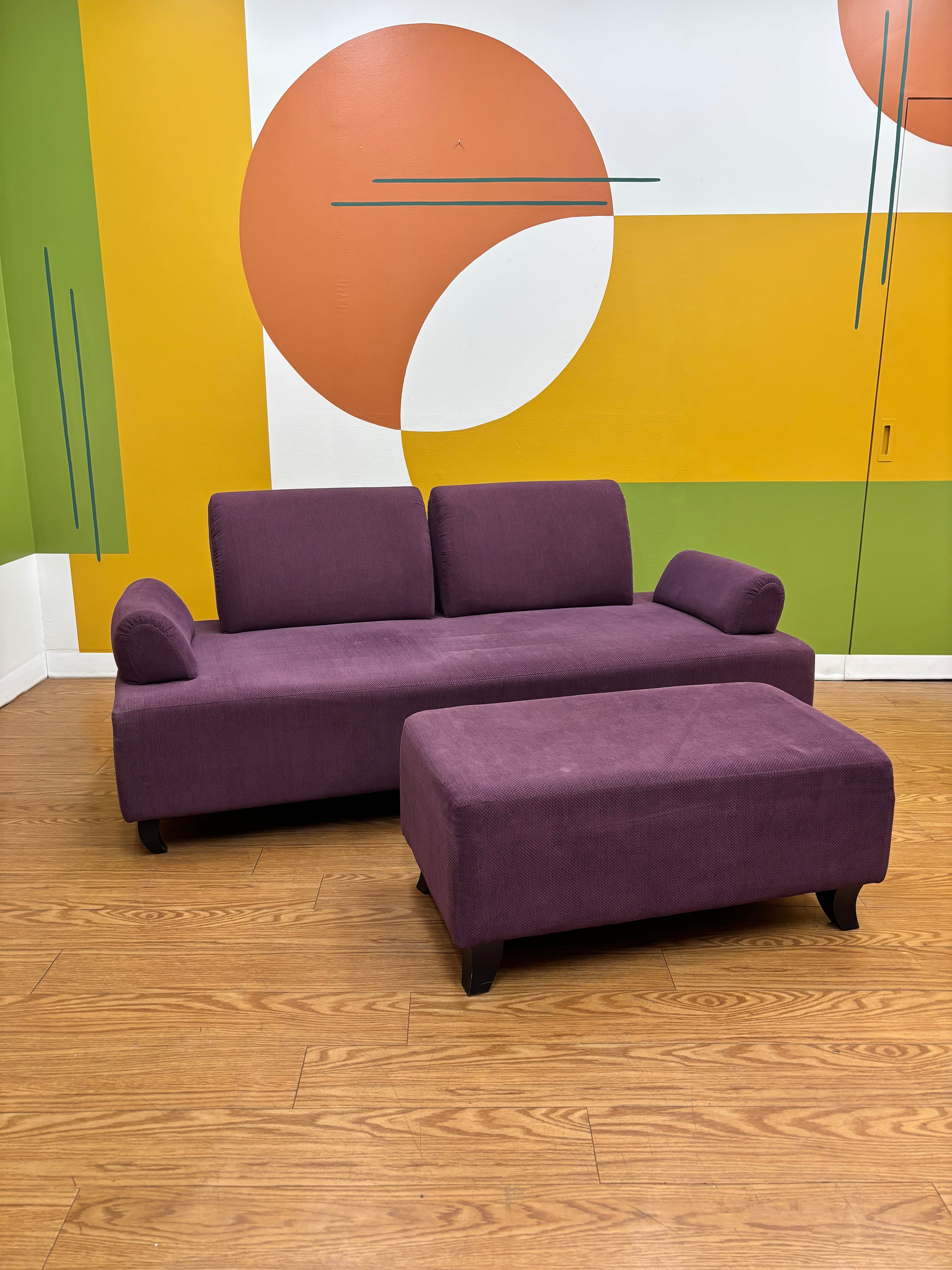 Purple Sofa with Matching Ottoman