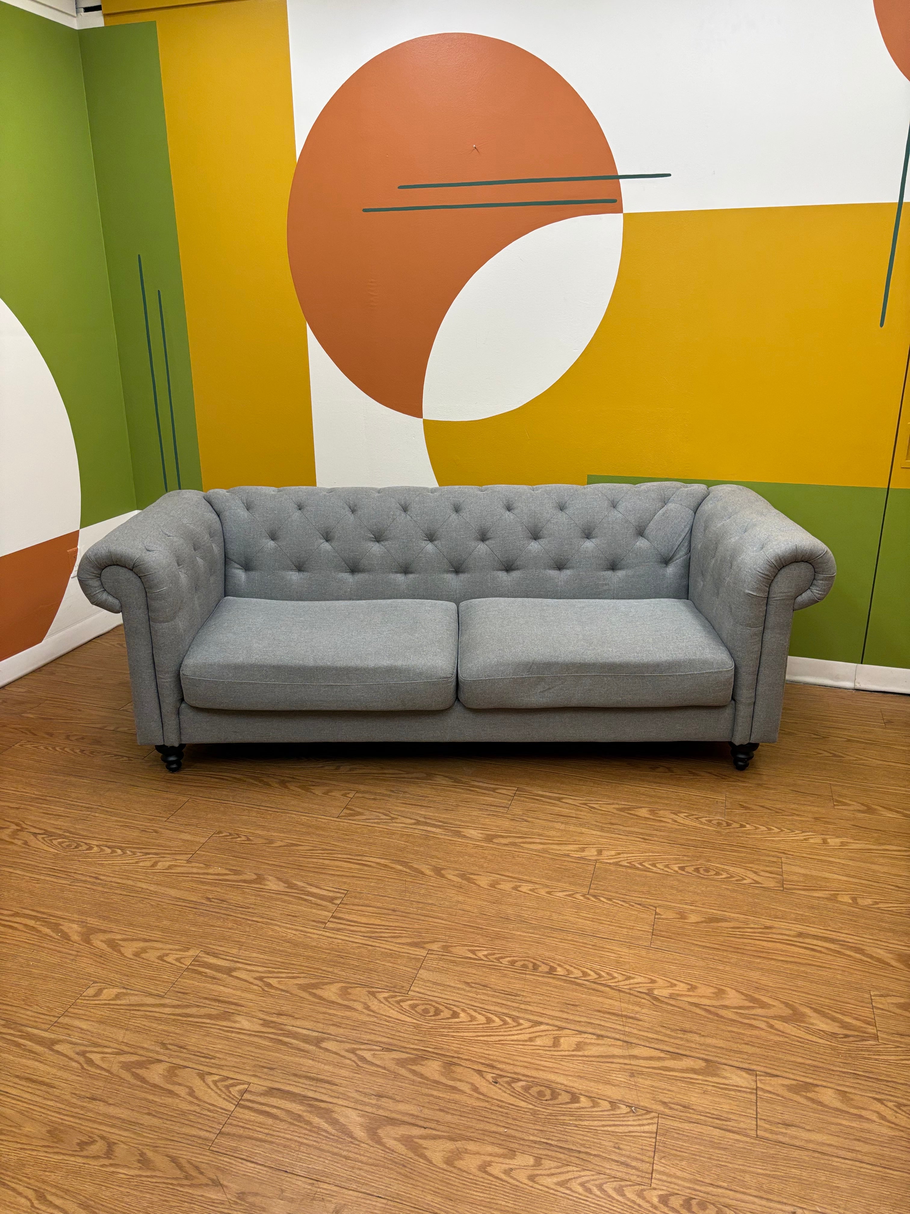 Grey Fabric Loveseat