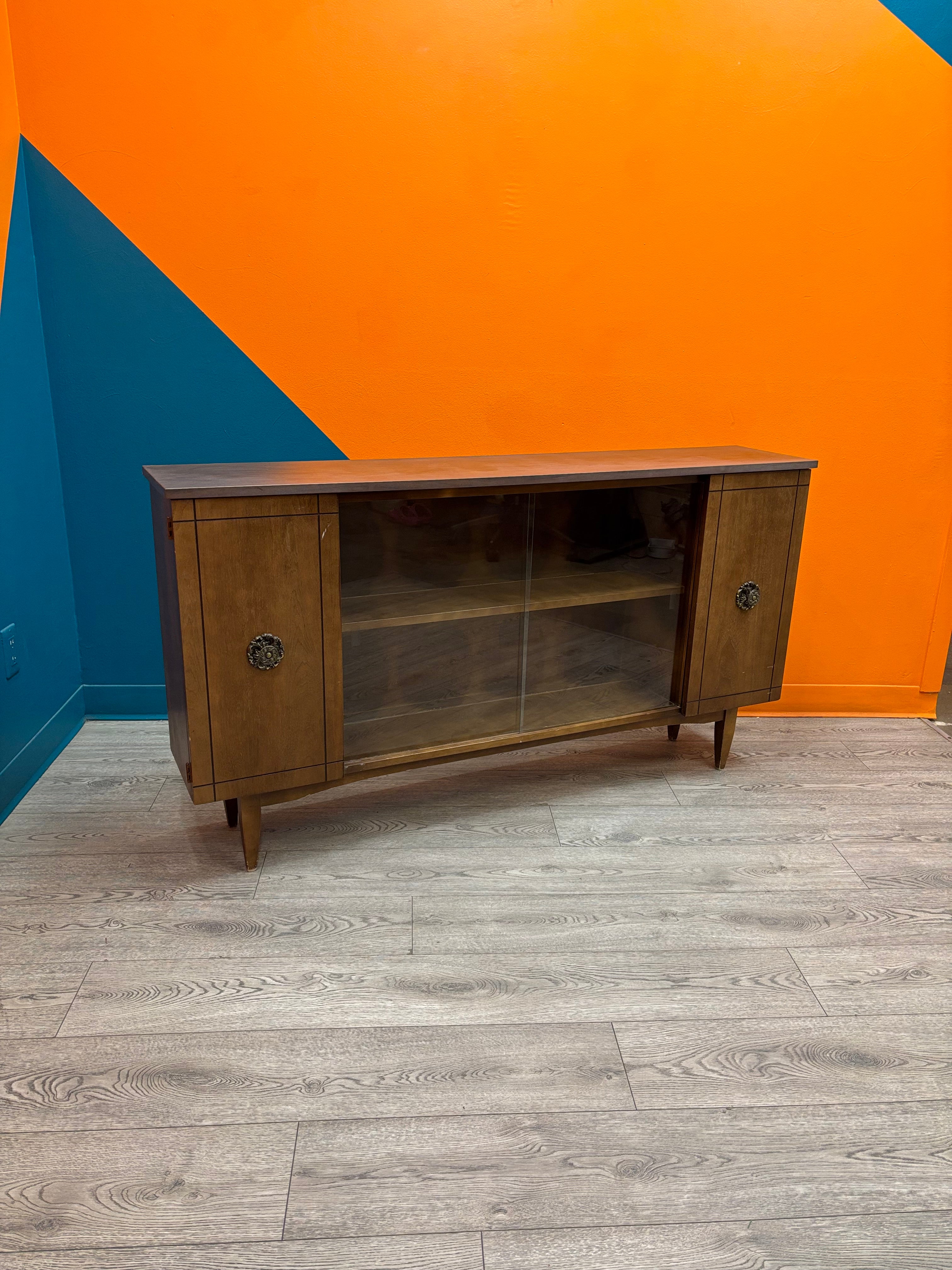Wood Cabinet with Glass Doors
