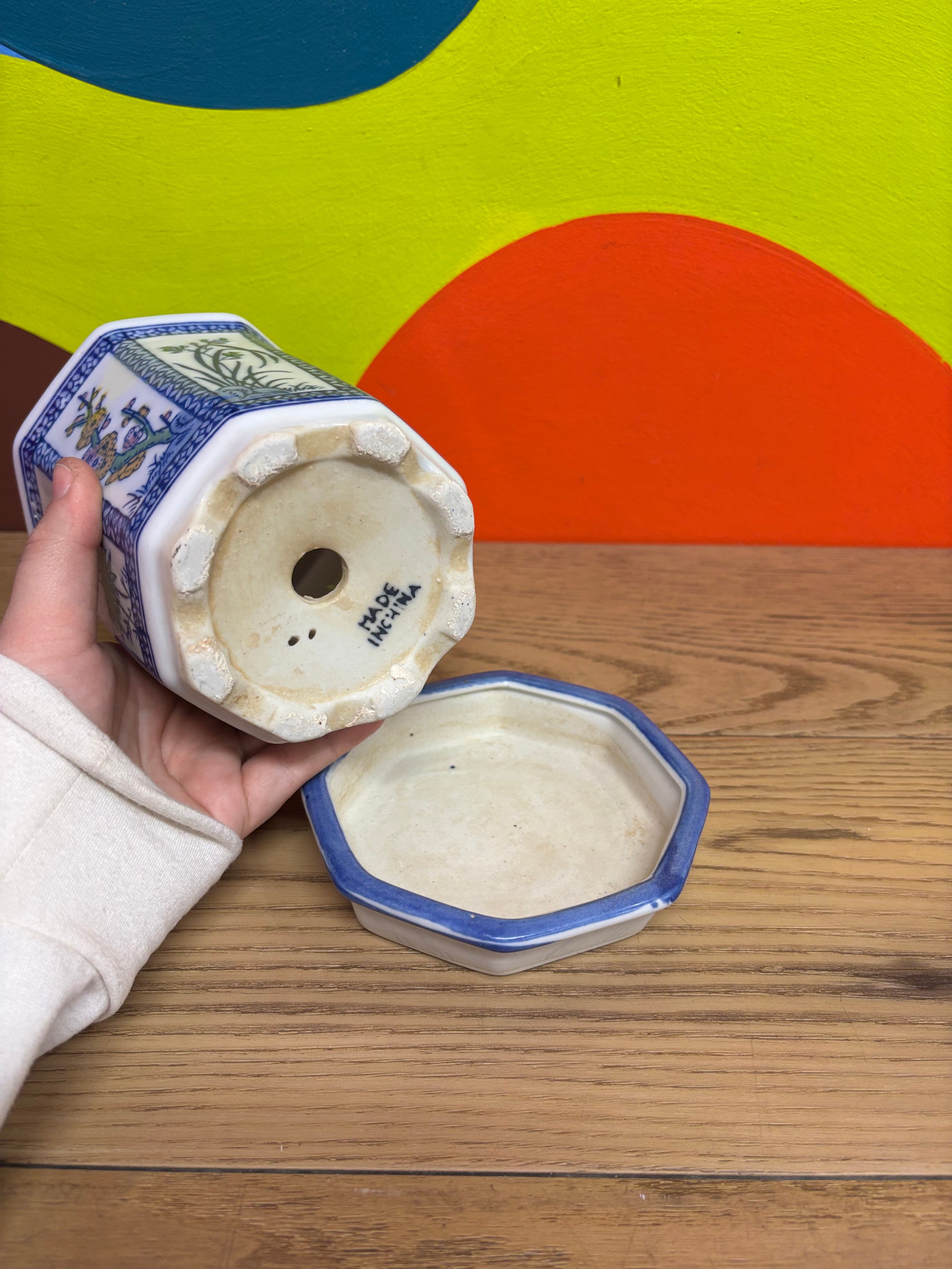 Small Porcelain Planter with Drip Tray