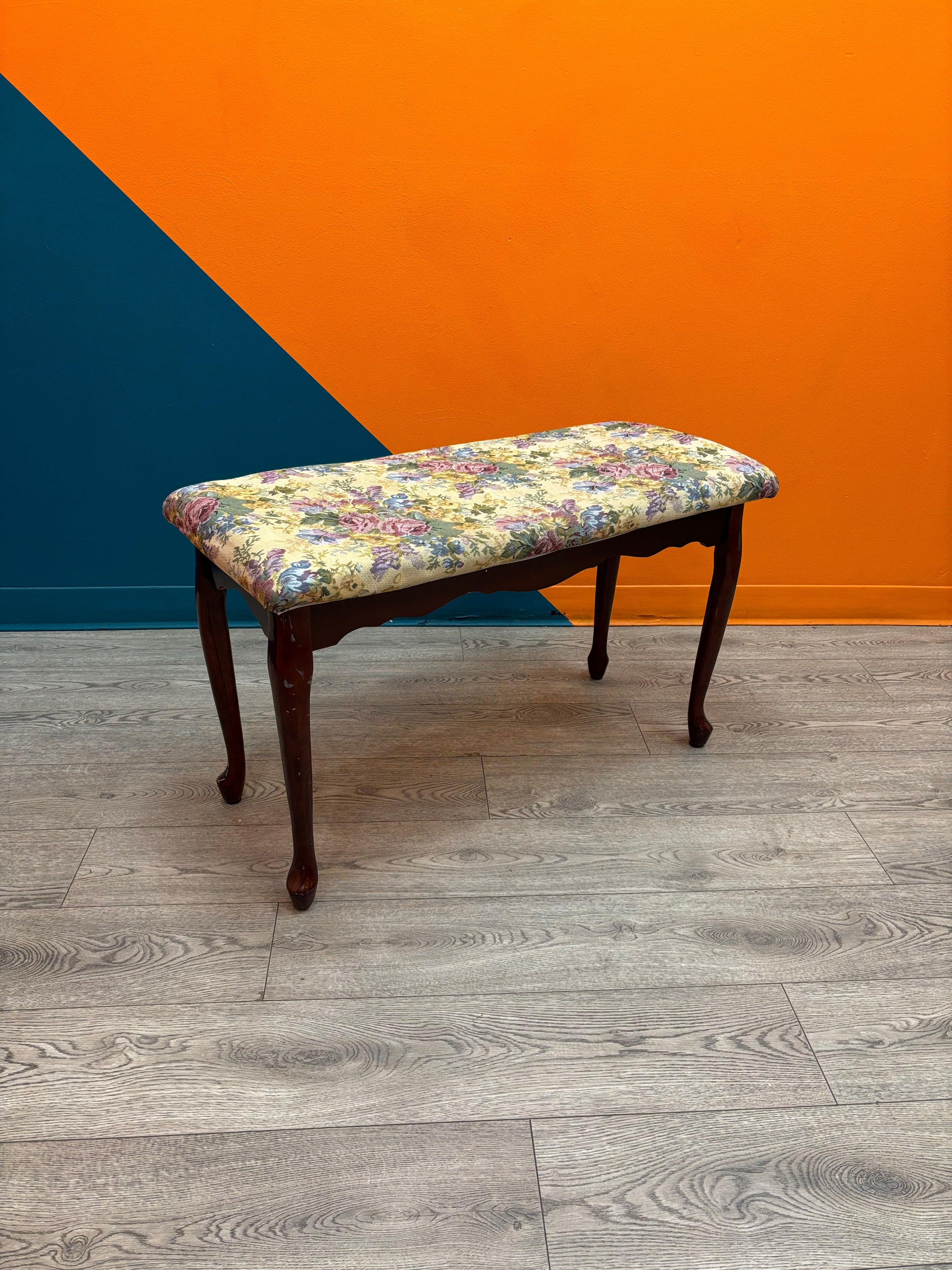 Wood Floral Bench