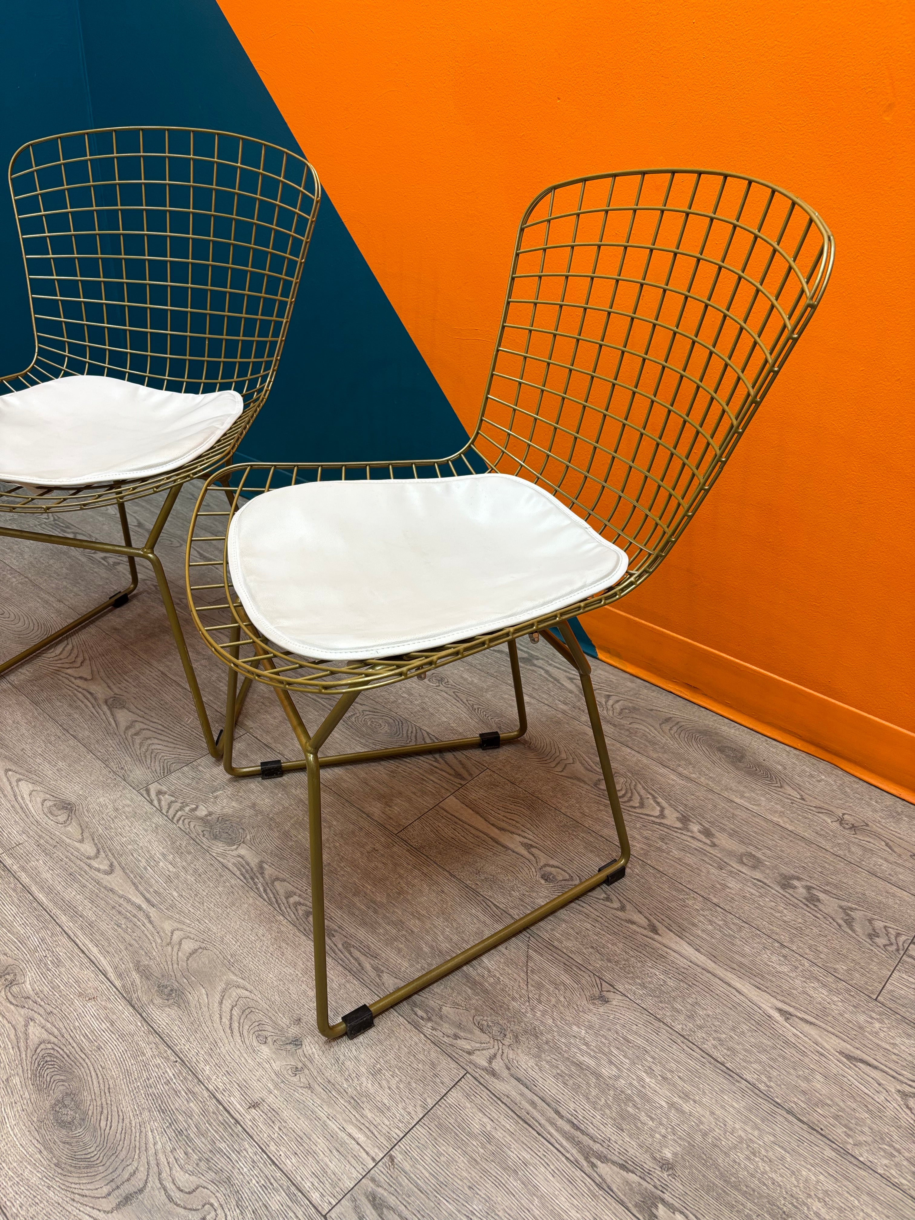 Gold Mesh Dining Chairs with Cushions (2)