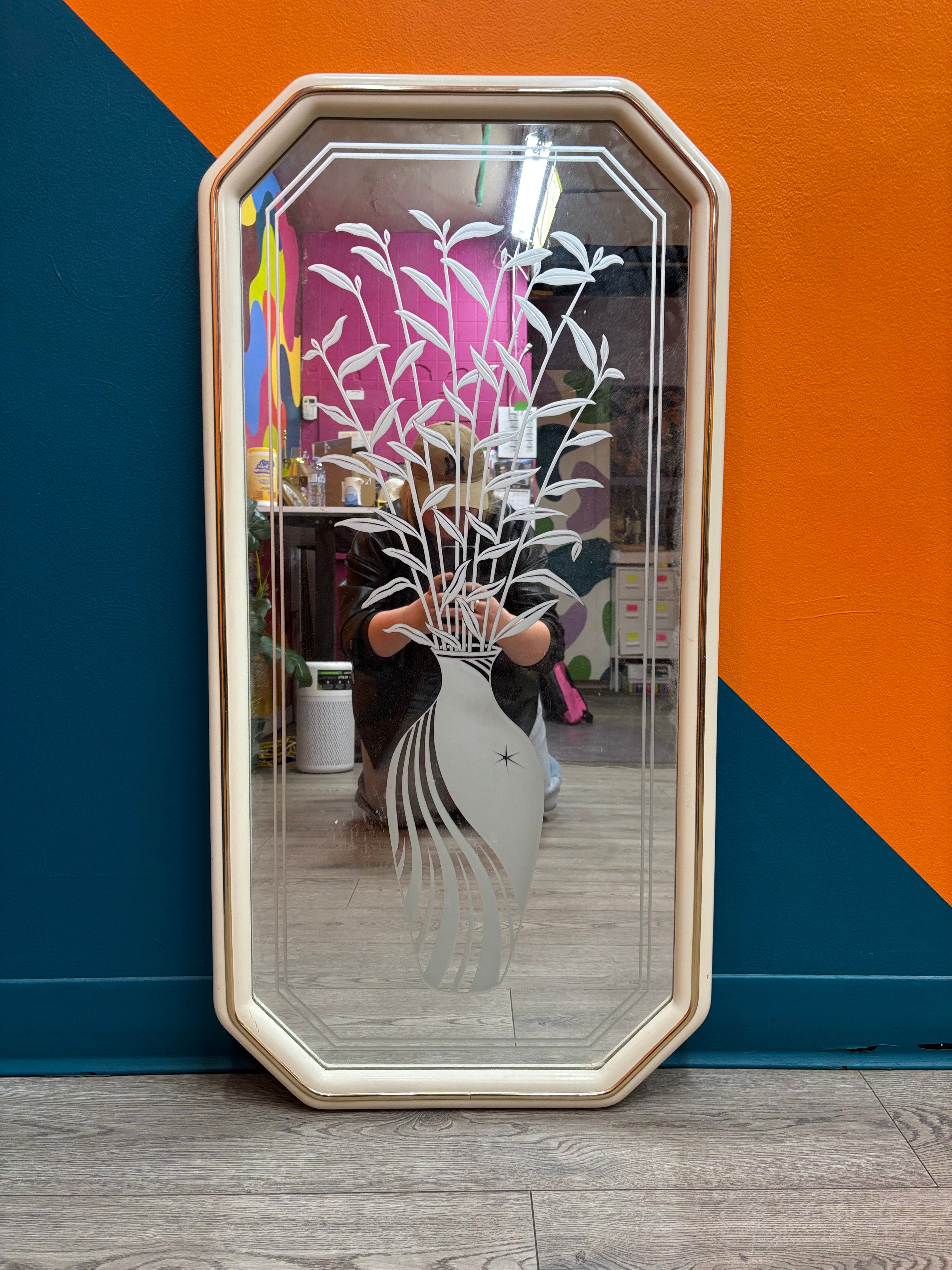 Floral Etched Mirror