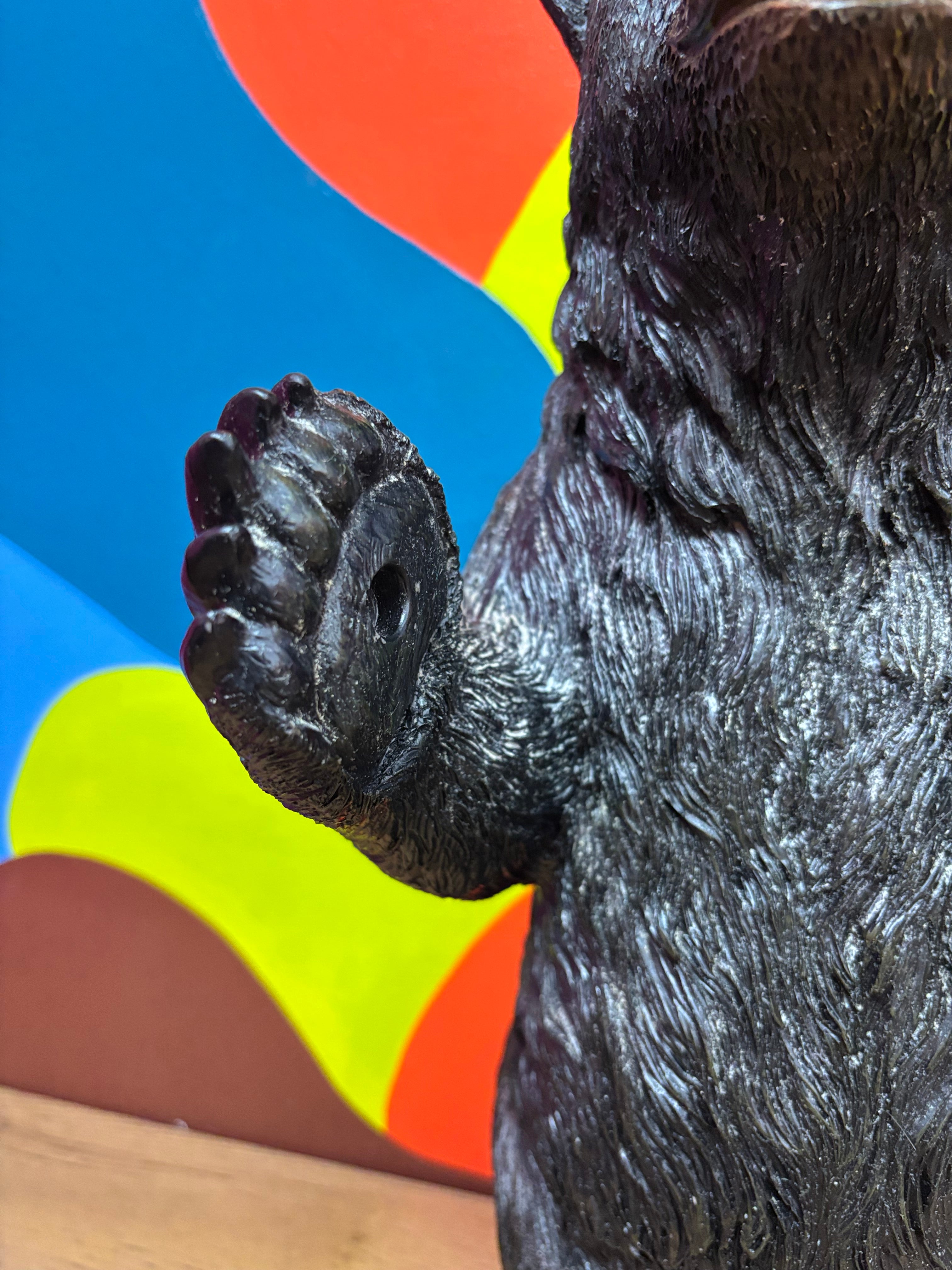 Small Standing Black Bear Toilet Paper Holder