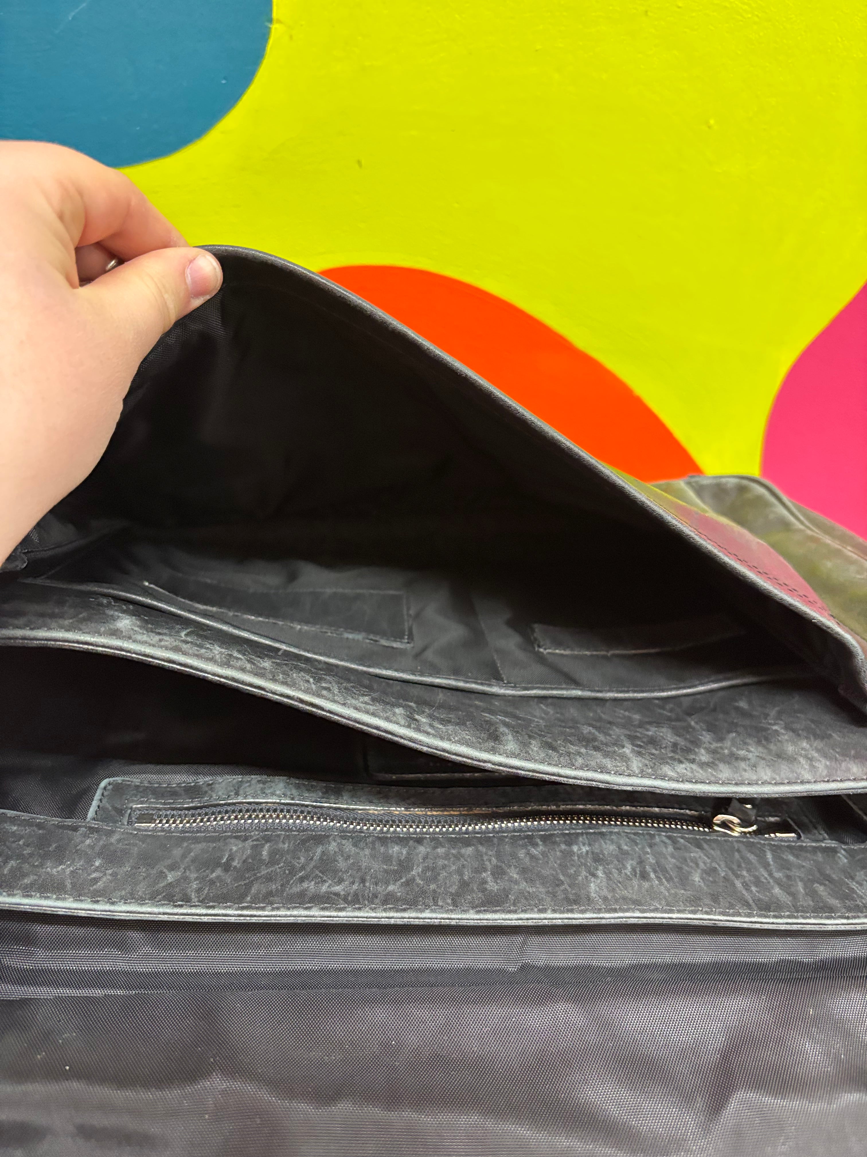 Black Leather Briefcase Shoulder Bag